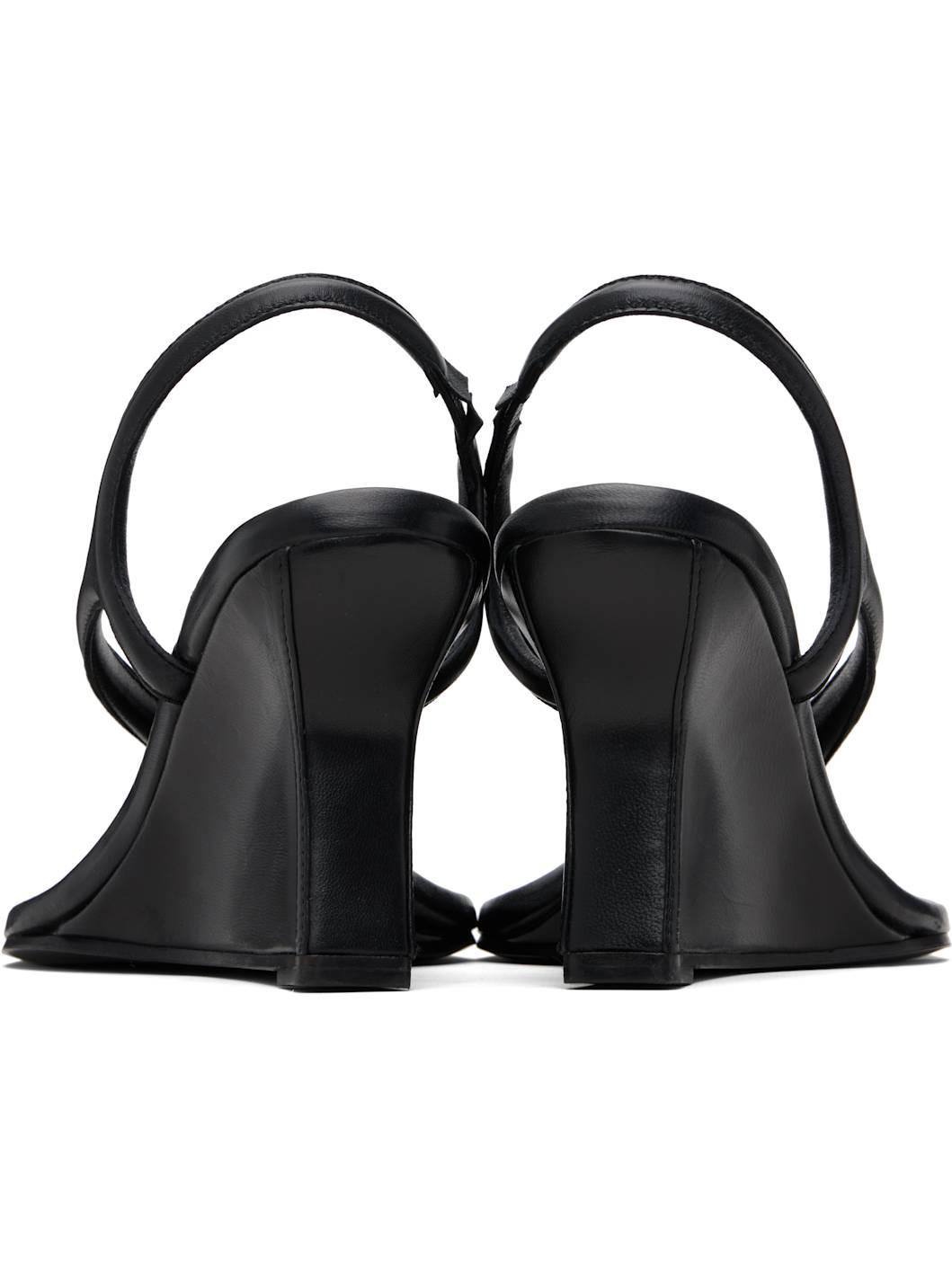 Black Valentina Wedge Heeled Sandals - 2