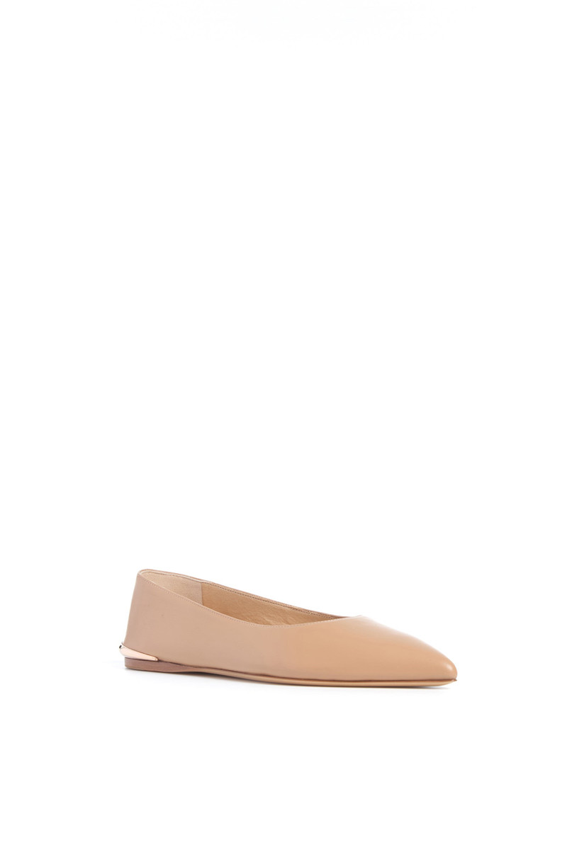 Fleur Ballerina Flat in Nude Nappa Leather 2