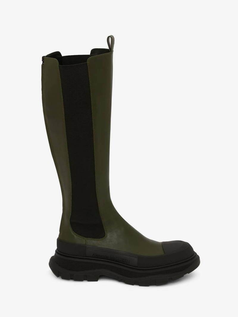 Tread Slick Knee High Boot in Khaki - 1