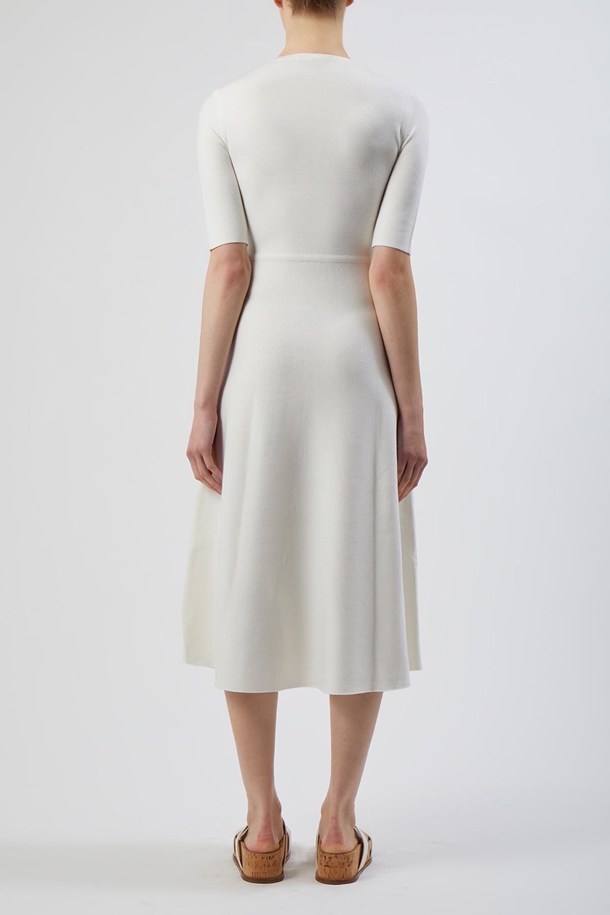 Seymore Knit Dress in Ivory Cashmere Wool with Silk - 4