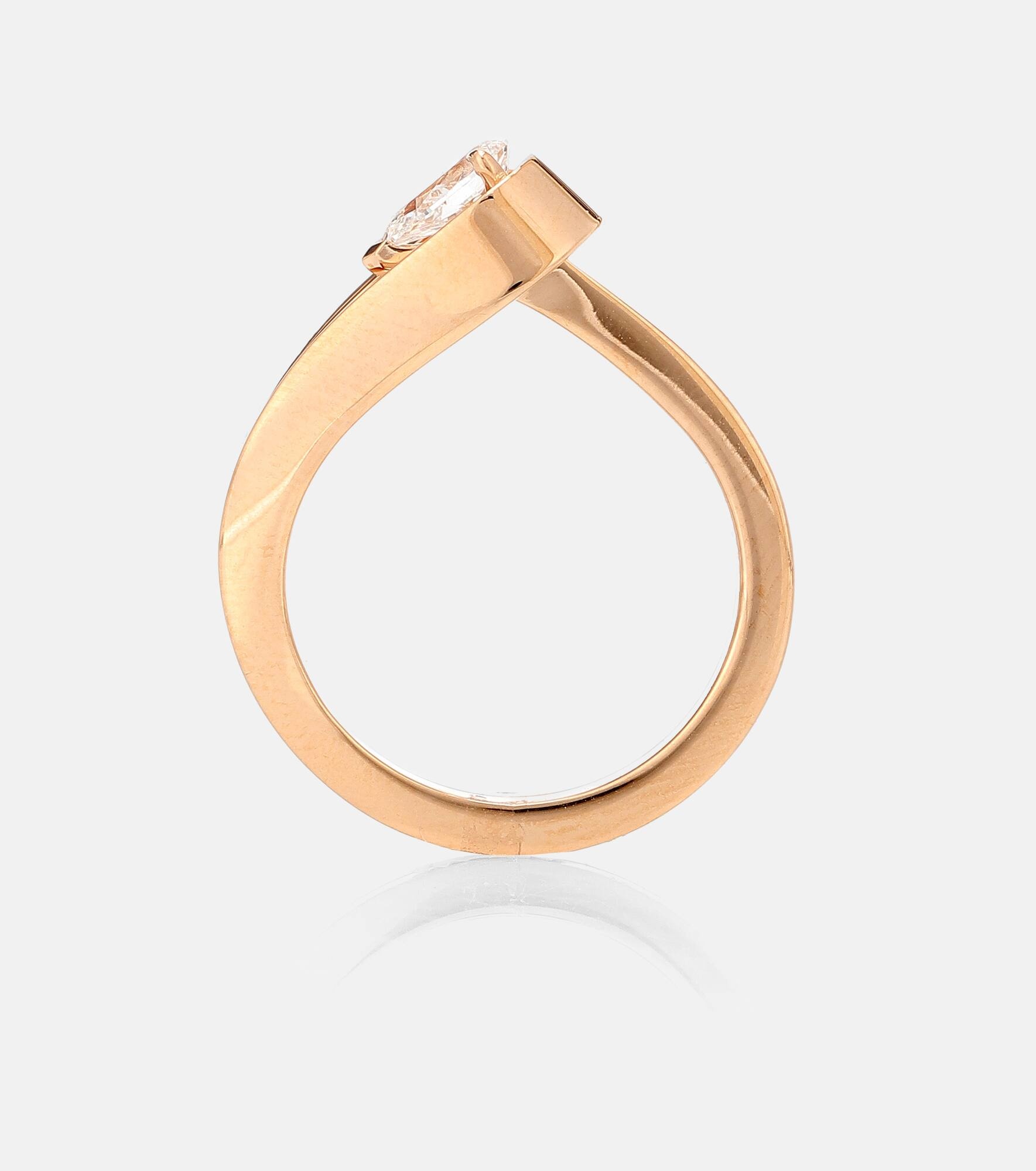 Serti Inversé 18kt rose gold ring with diamond - 4