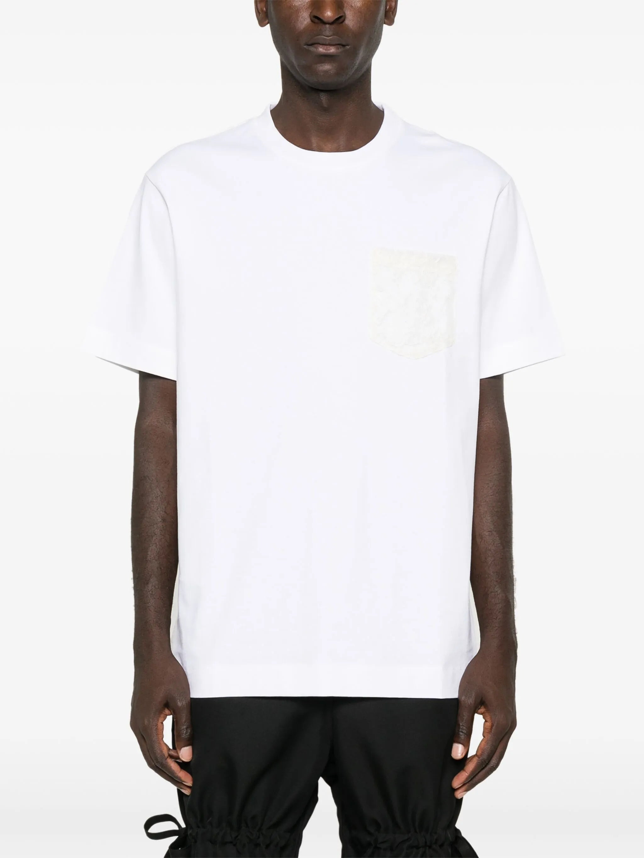 sheer lace-panel T-shirt - 3