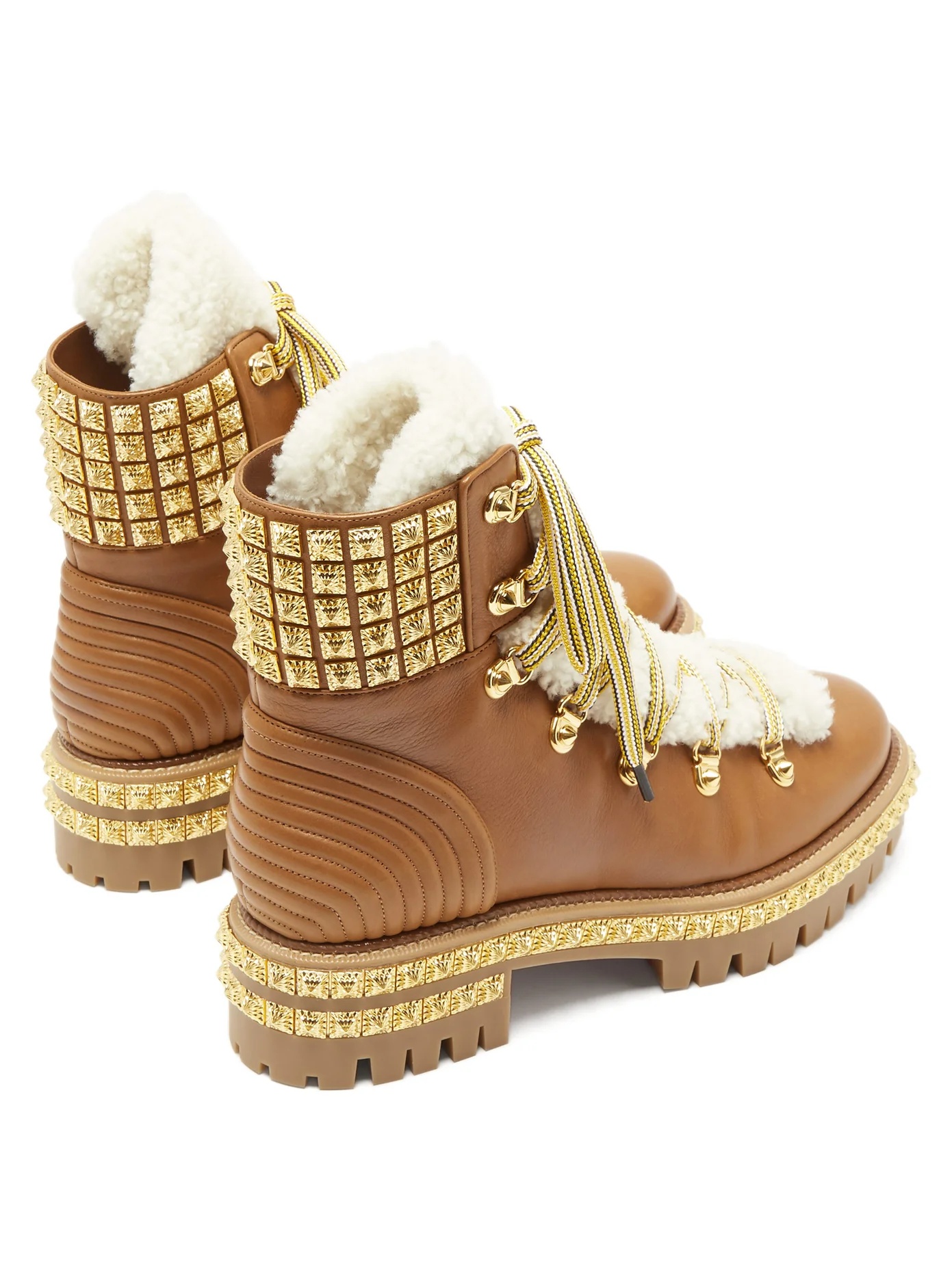 Yeti Donna faux-fur trim studded leather boots - 4