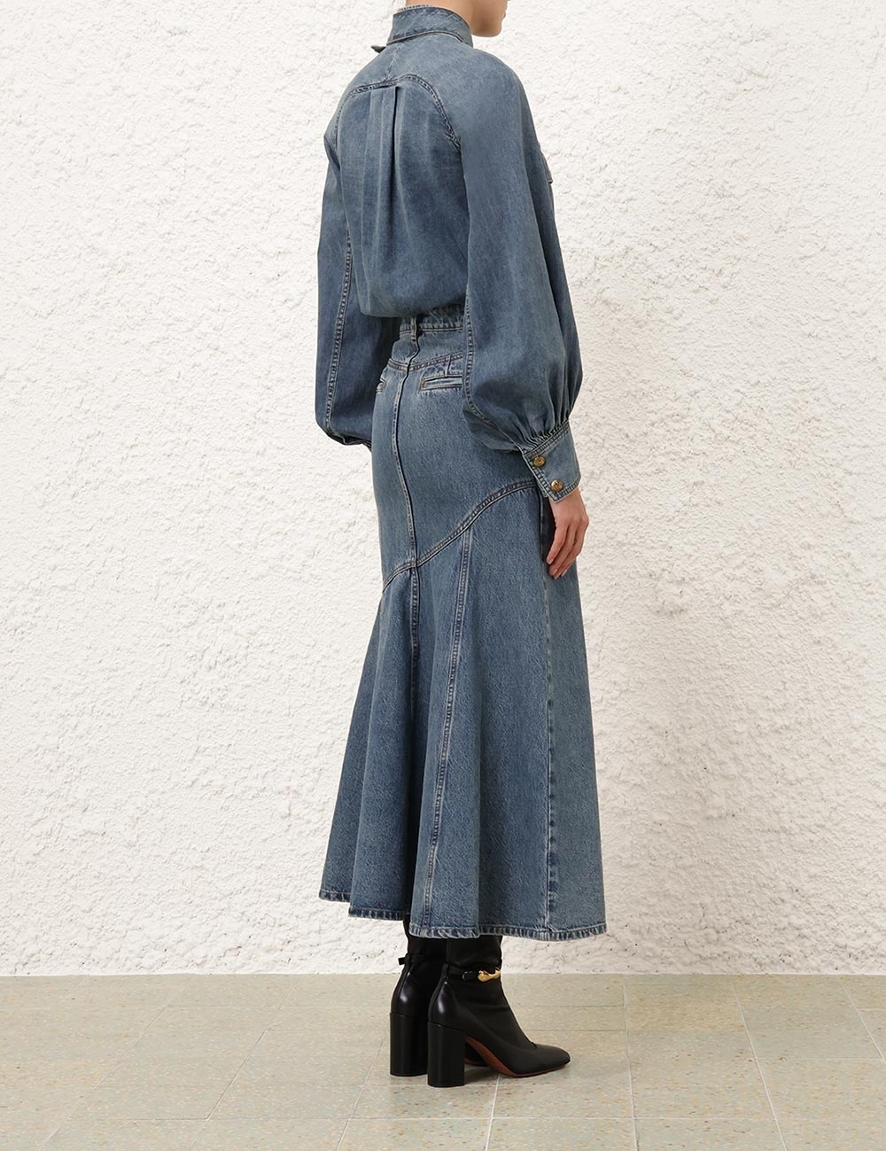 ILLUSTRATION DENIM MIDI SKIRT - 3