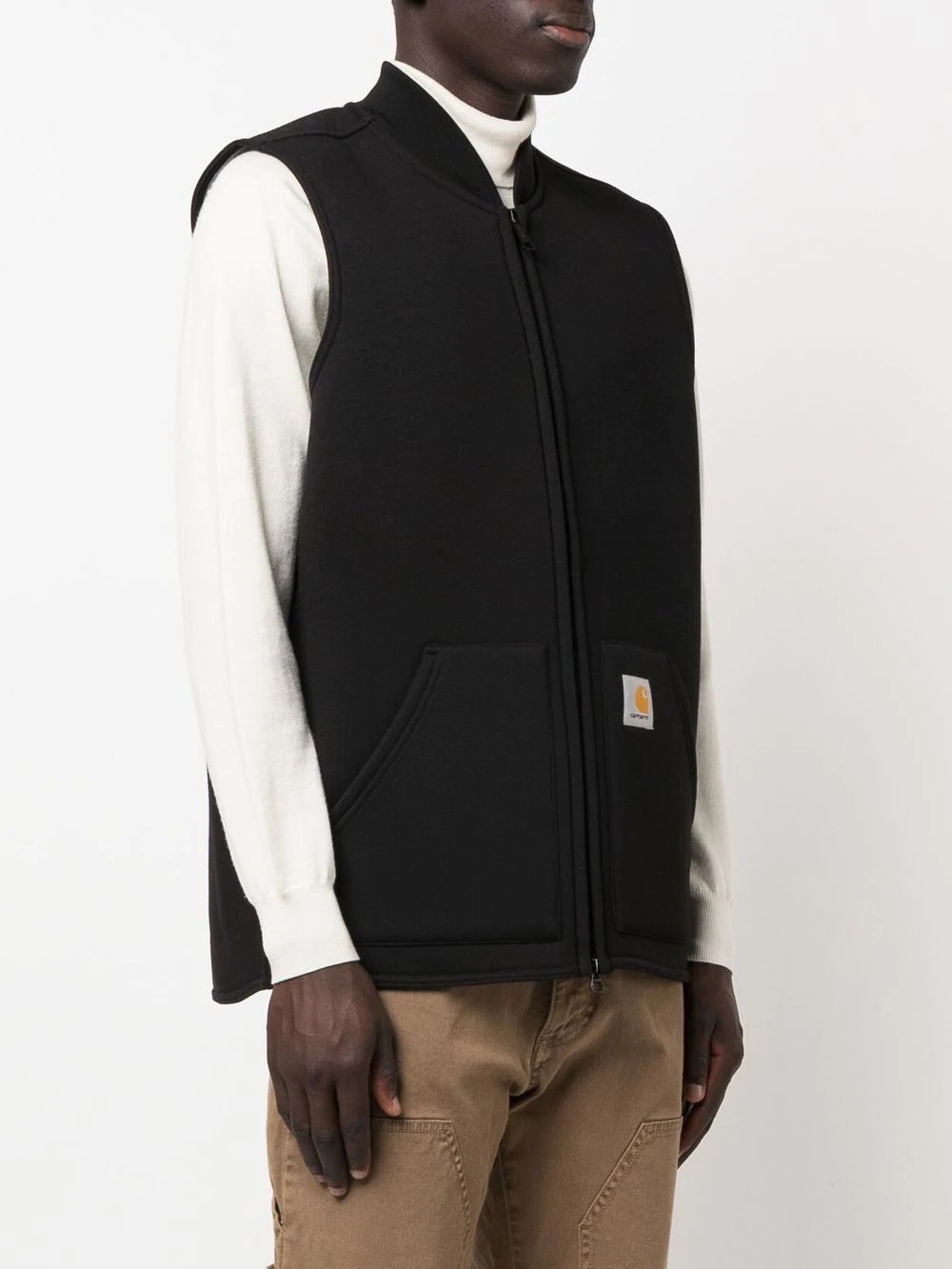 logo-patch zip-up gilet - 3