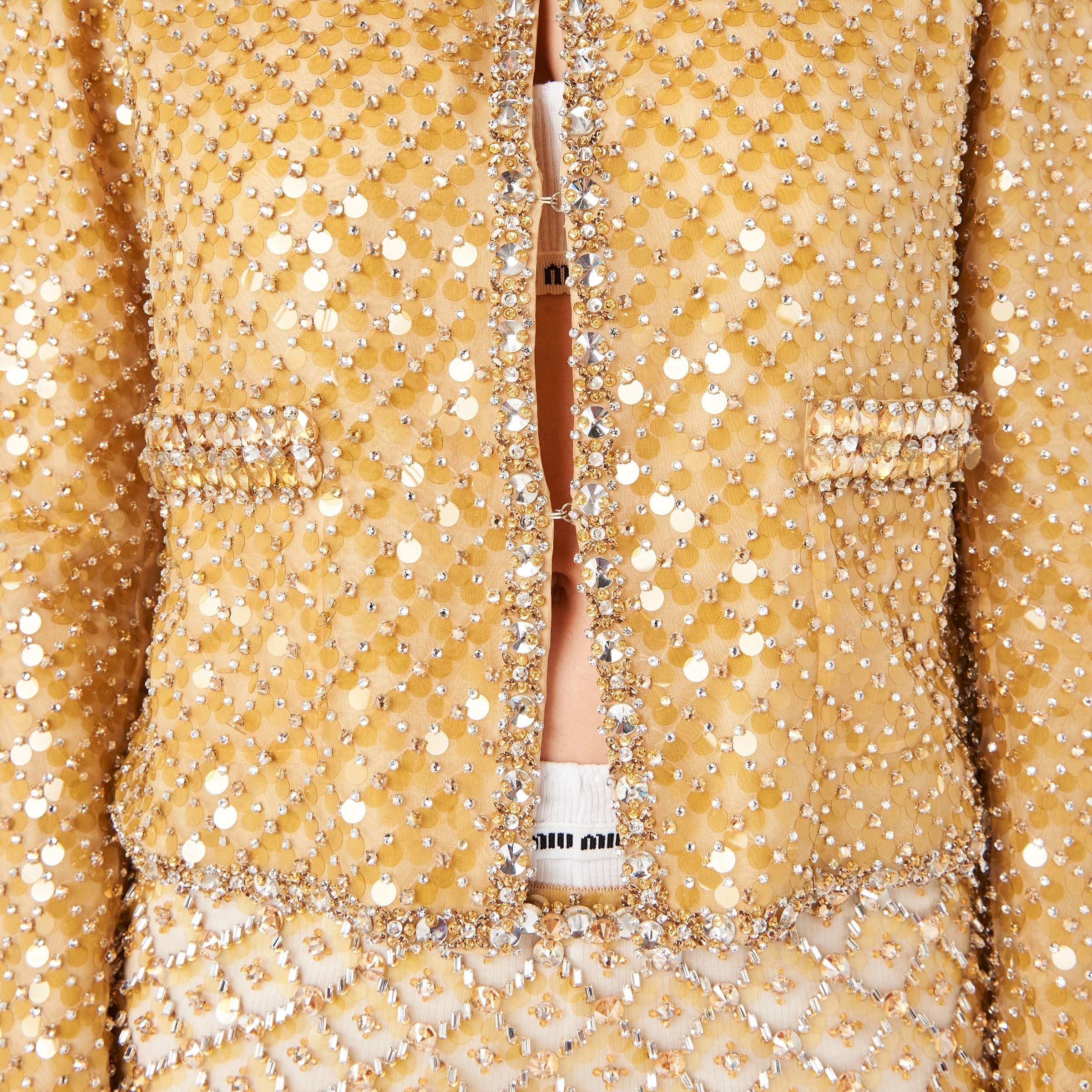 Embroidered single-breasted organza jacket - 4