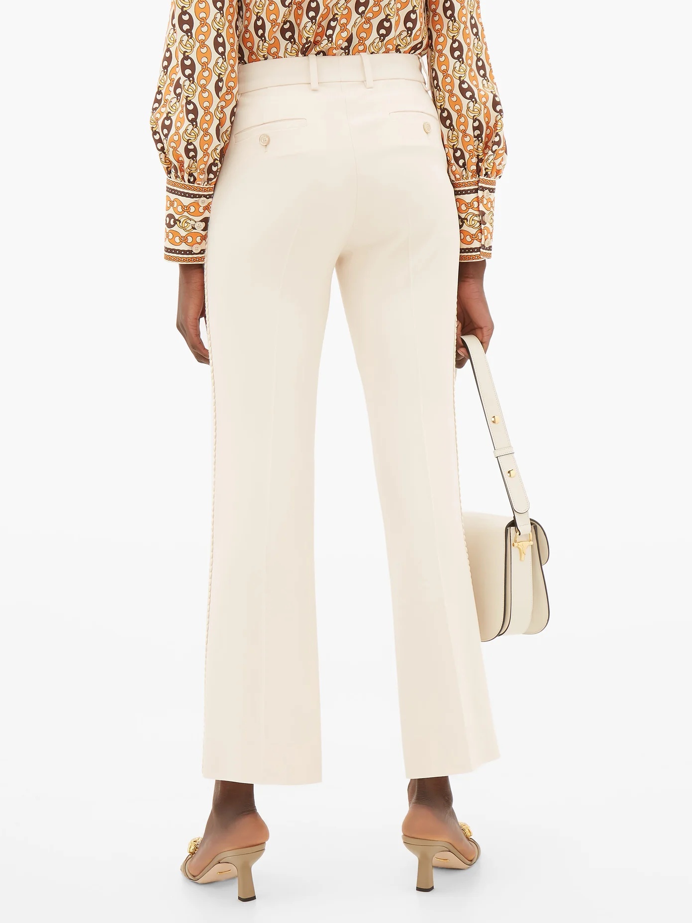 Passementerie-striped crepe trousers - 5