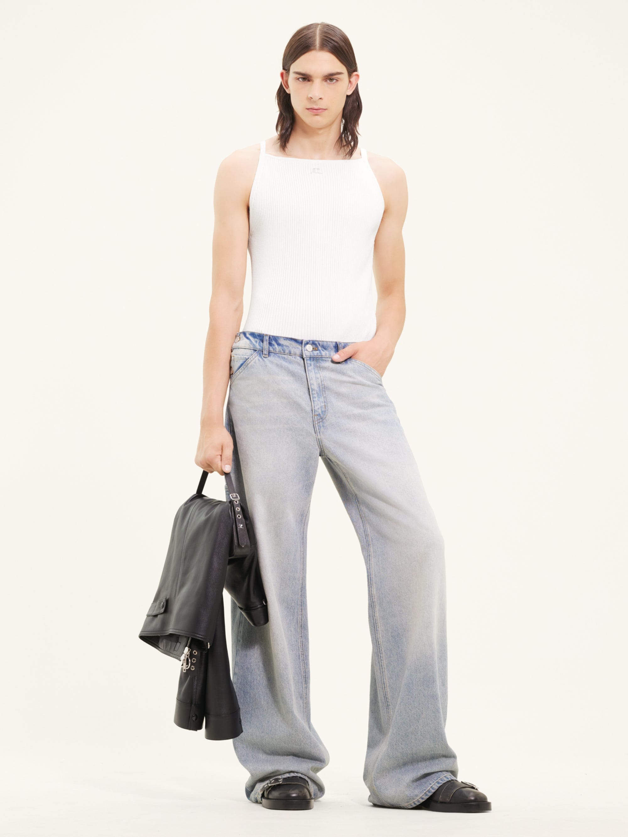 SAILOR BLUE DENIM BAGGY PANTS - 2