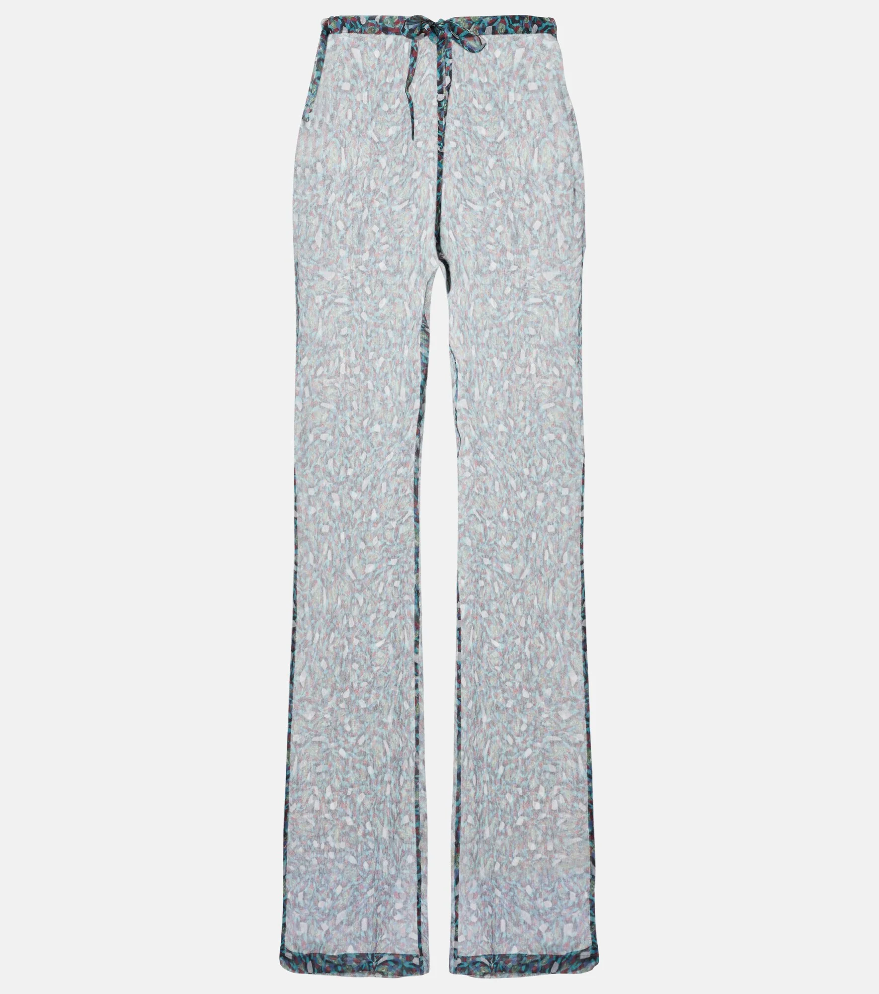 Printed sheer silk wide-leg pants - 1