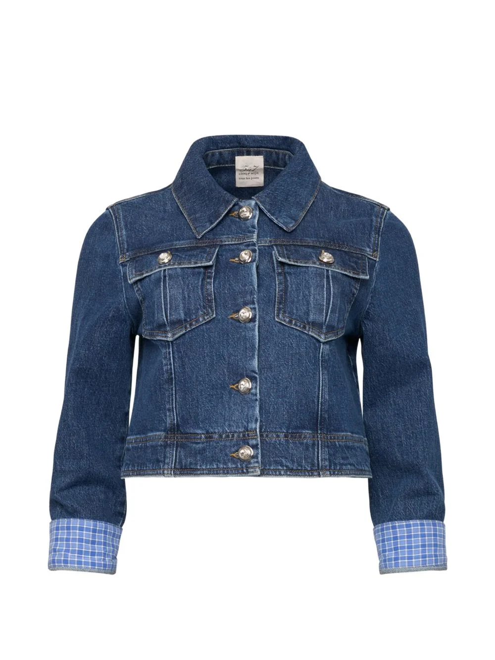 Lexie checked-cuff denim jacket - 1