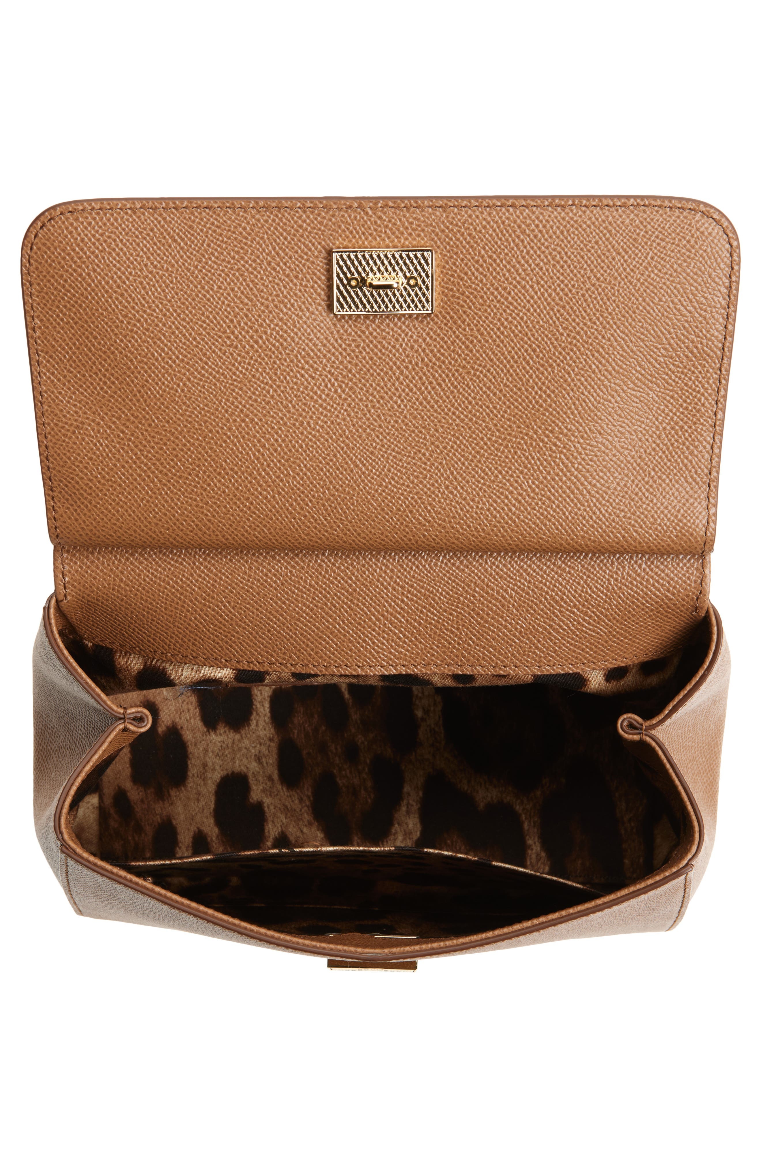 Dolce&Gabbana Medium Sicily Leather Top Handle Bag in 8M417 Caramel at Nordstrom - 5