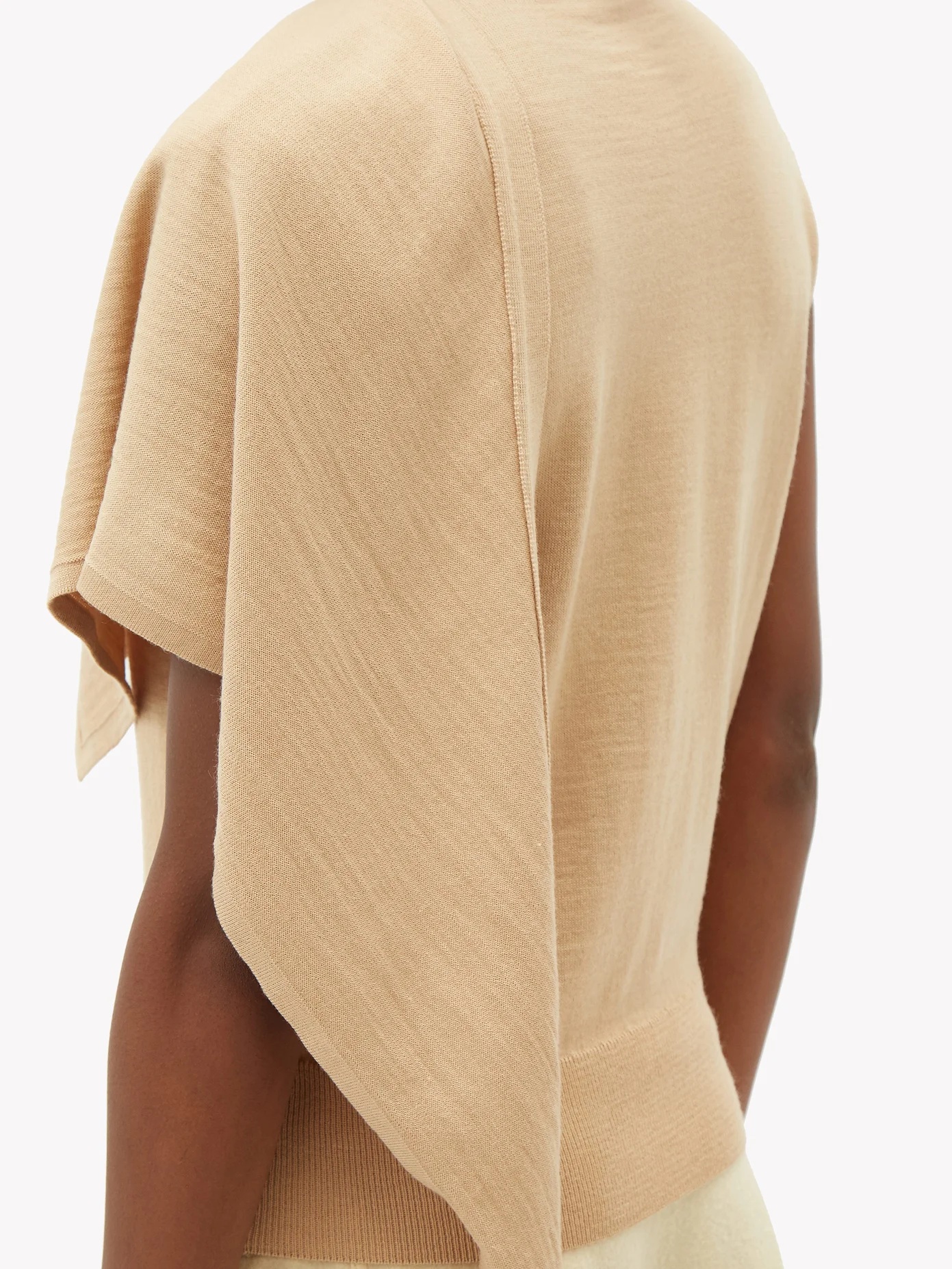 Draped-panel merino wool-blend jersey top - 3