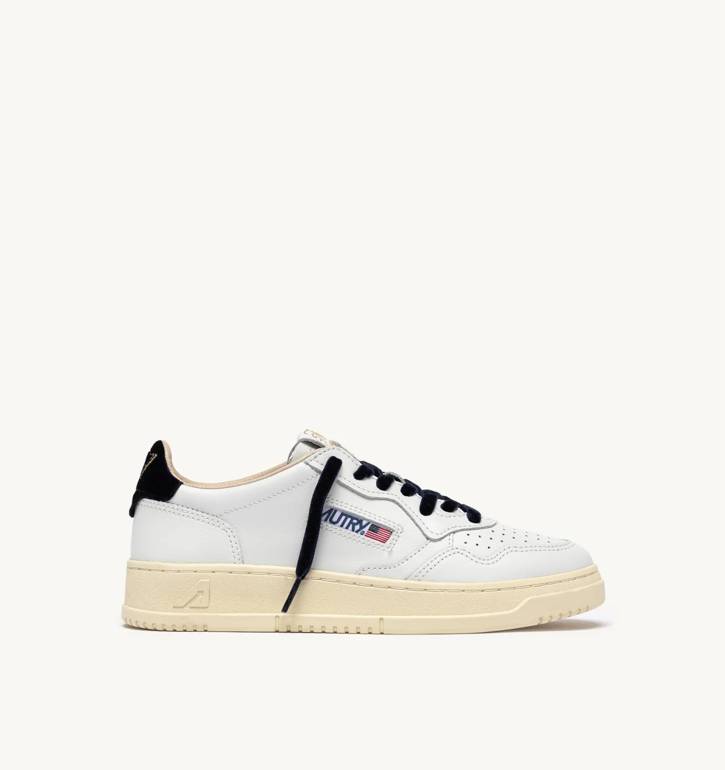 MEDALIST LOW SNEAKERS IN WHITE LEATHER AND SPACE VELVET - 1