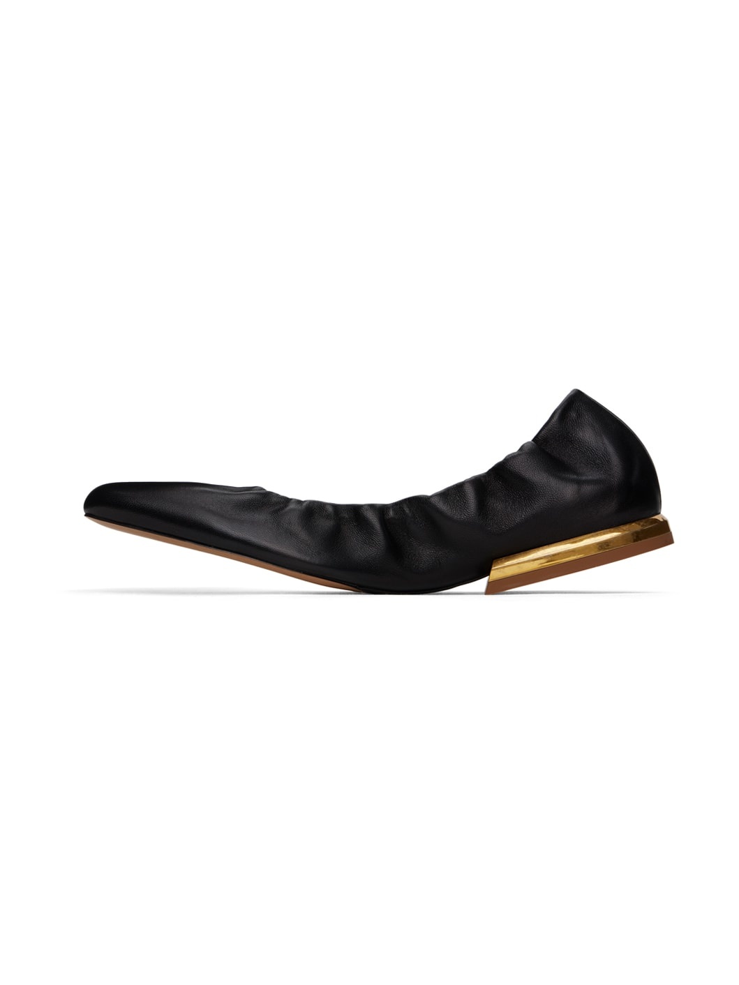 Black Leather Ballerina Flats - 3