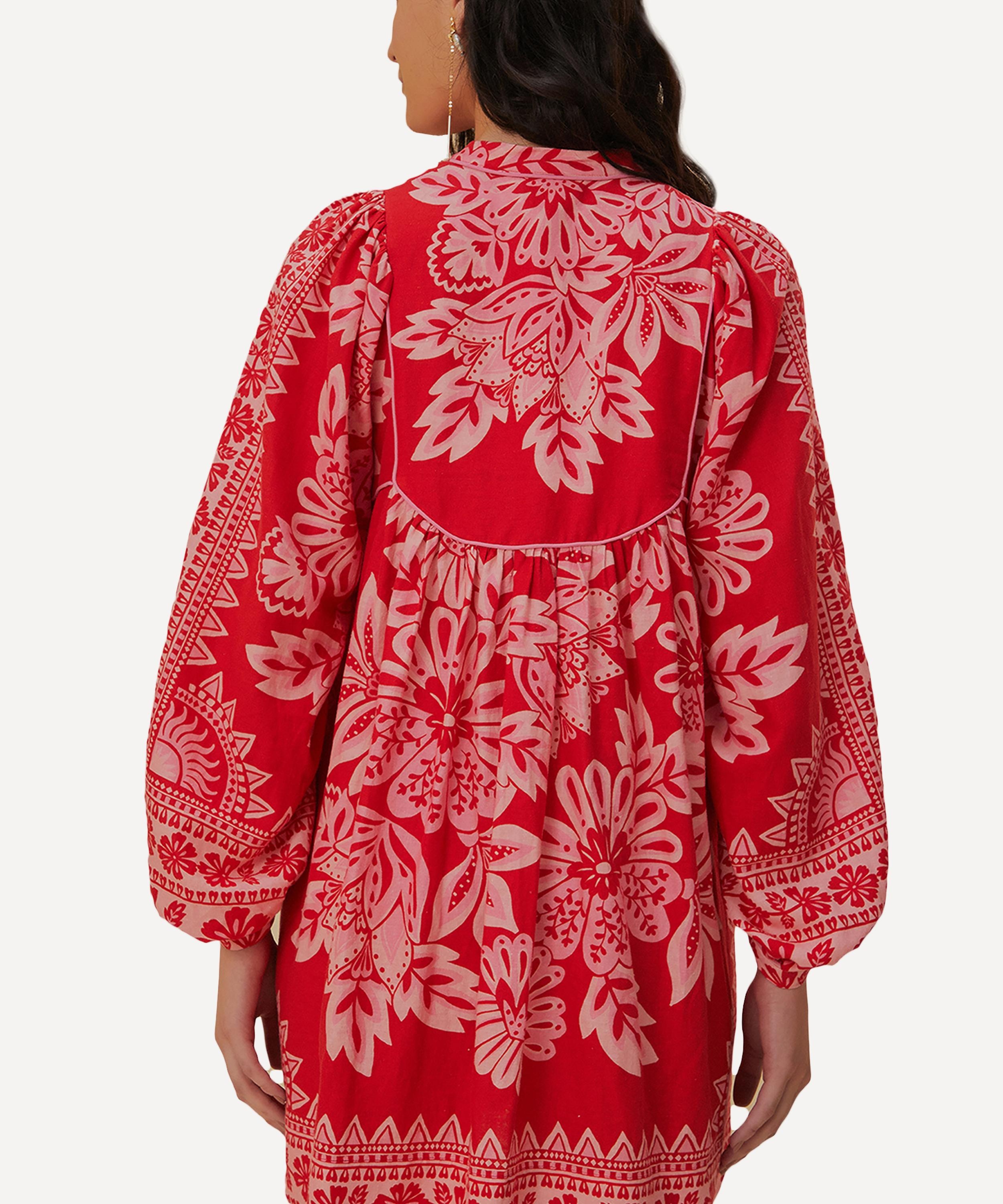 Flora Tapestry Tapestry Red Mini-Dress - 3