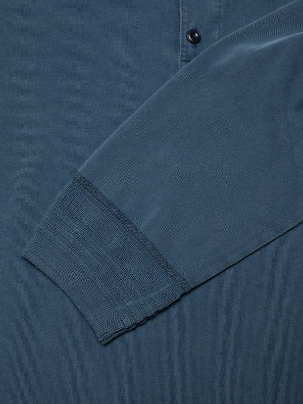 Long Sleeve Henley Washed Blue - 4