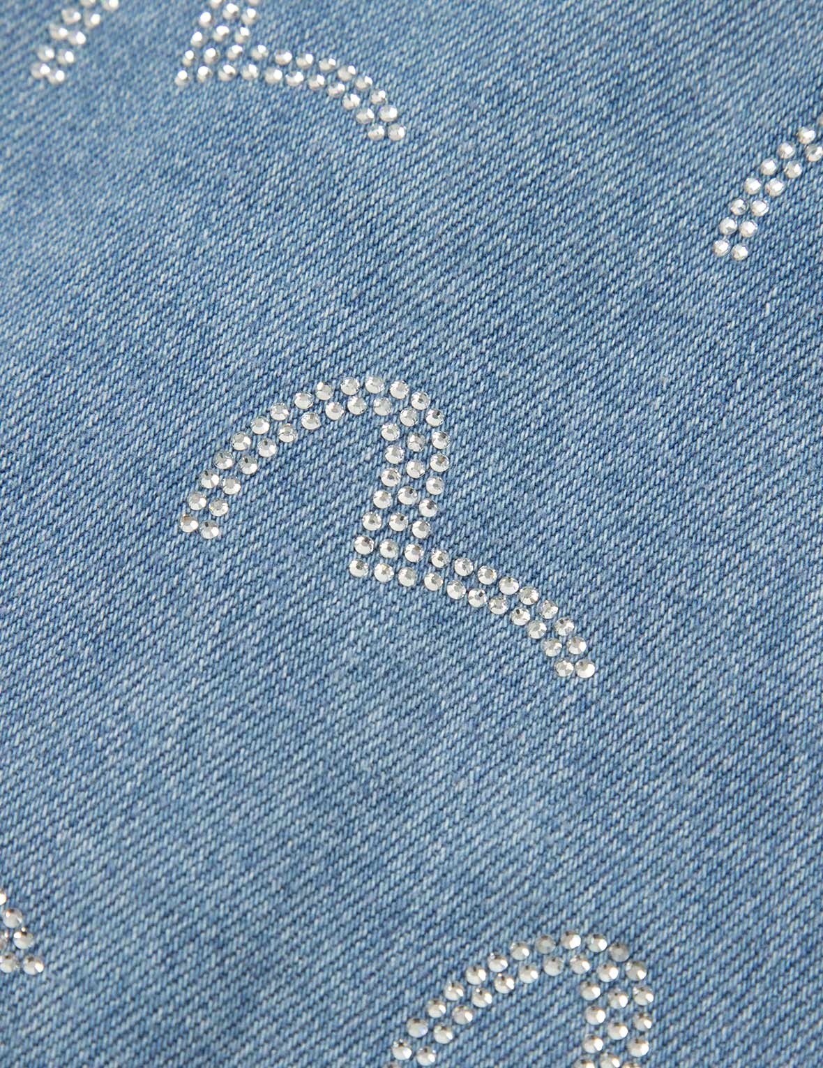 ALLOVER RHINESTONE SEAGULL LOOSE FIT DENIM JACKET - 4