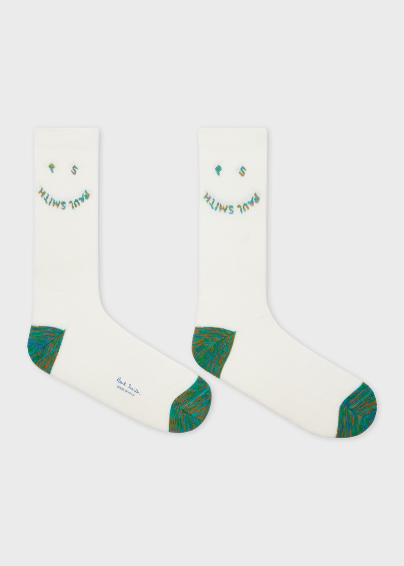 Paul Smith White Space-Dye 'Happy' Socks outlook