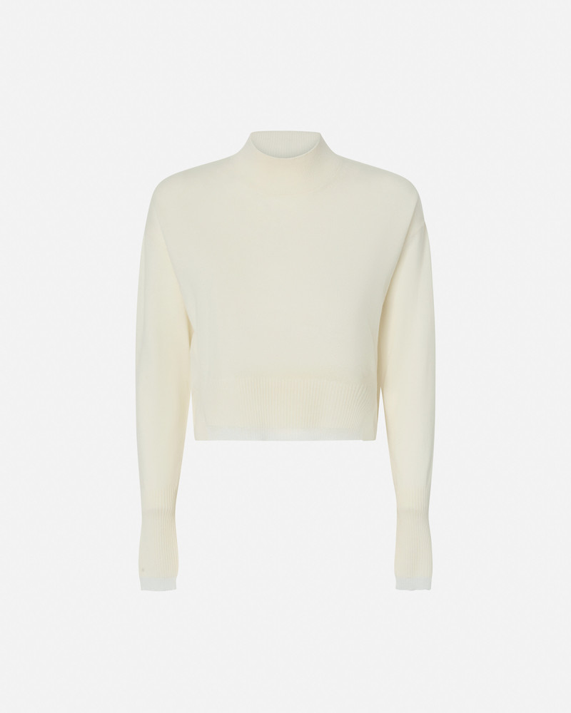 WHITE CASHMERE-BLEND MOCK-NECK SWEATER 1