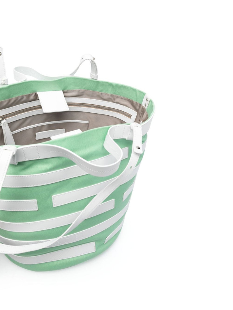 stripe-pattern leather tote bag 5