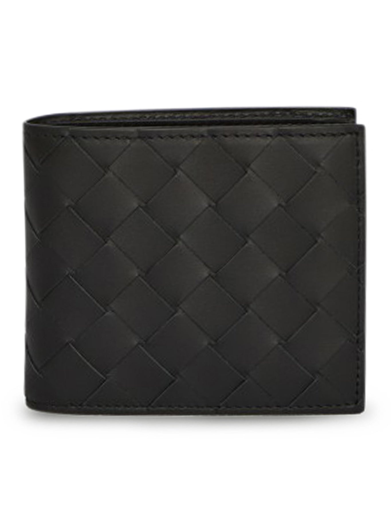 折りたたみ財布 Bottega Veneta Bi-Fold Wallet In Leather Bottega Veneta - Black Woven Leather Bi-Fold Wallet
