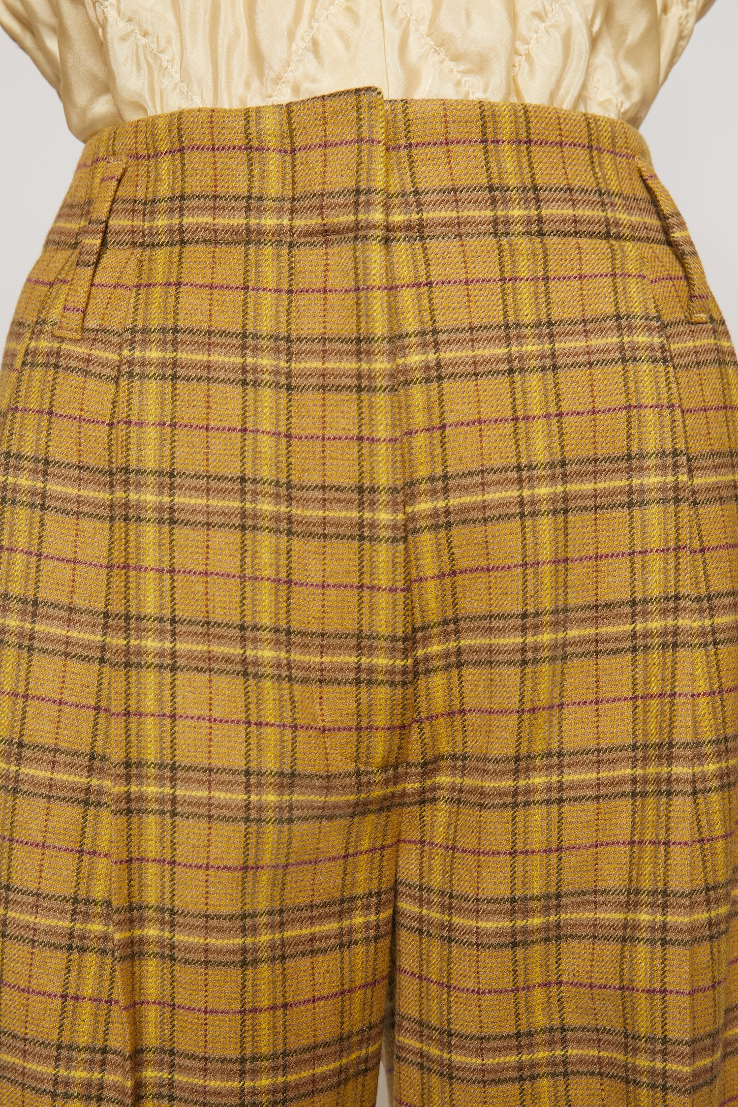 Wide-leg checked trousers yellow/beige - 6