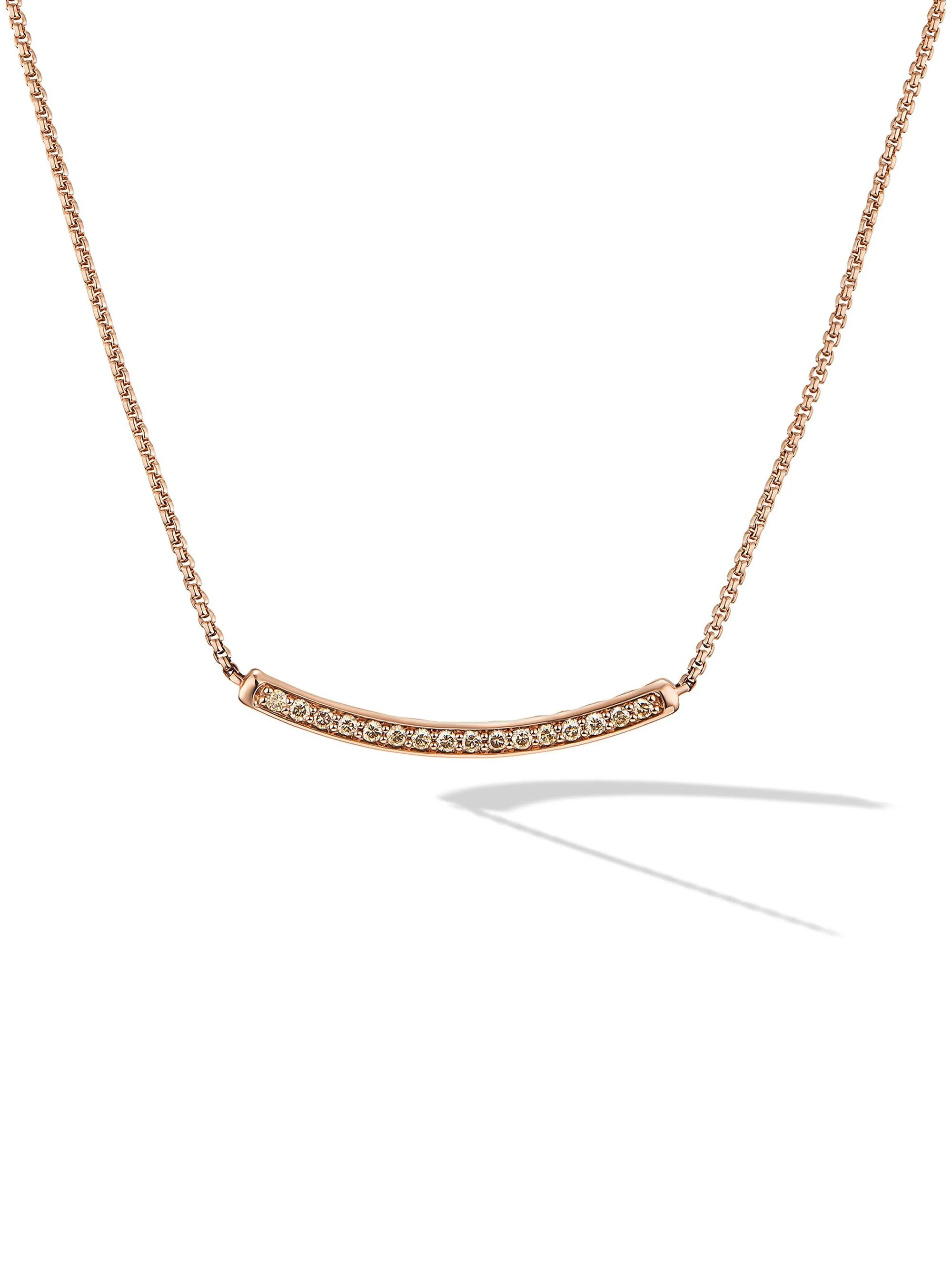 Women's Petite Pavé Bar Necklace in 18K Rose Gold - Rose Gold - 1