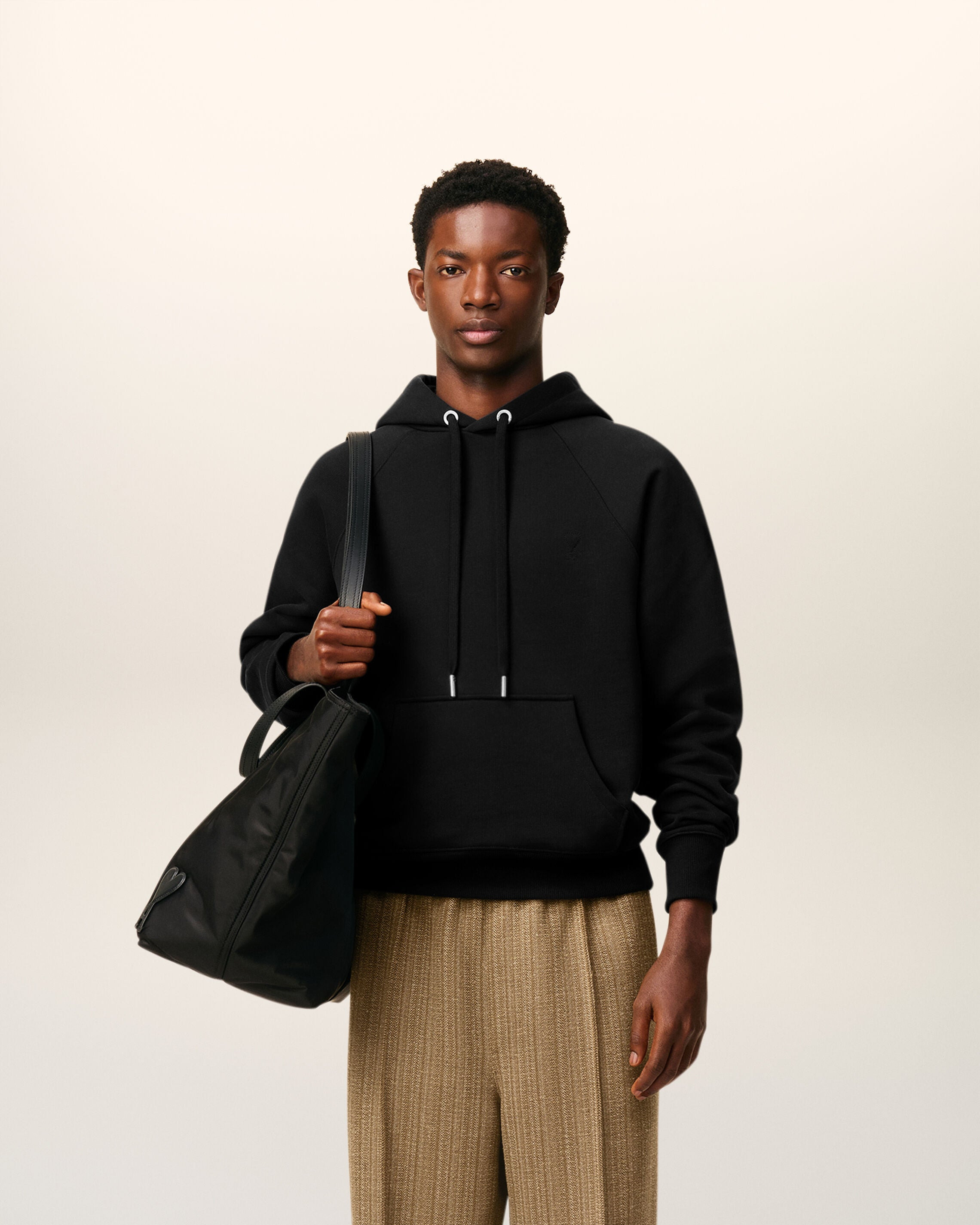 BLACK COTTON AMI DE COEUR HOODIE - 2