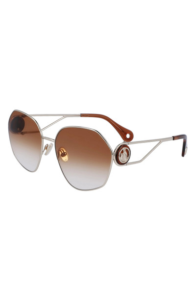Lanvin Mother & Child 62mm Oversize Rectangular Sunglasses in Gold/Gradient Caramel outlook