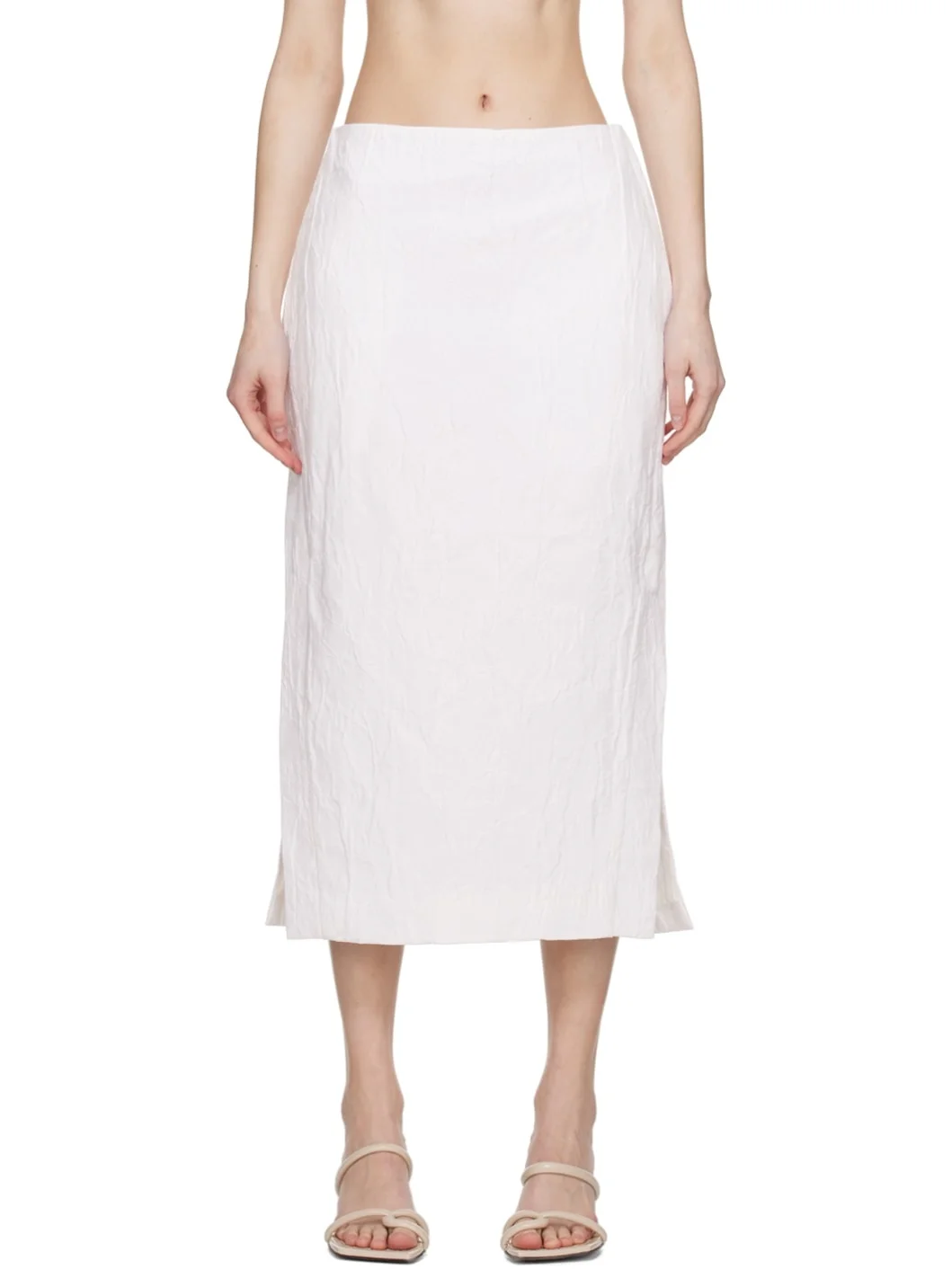 White Slit Midi Skirt - 1