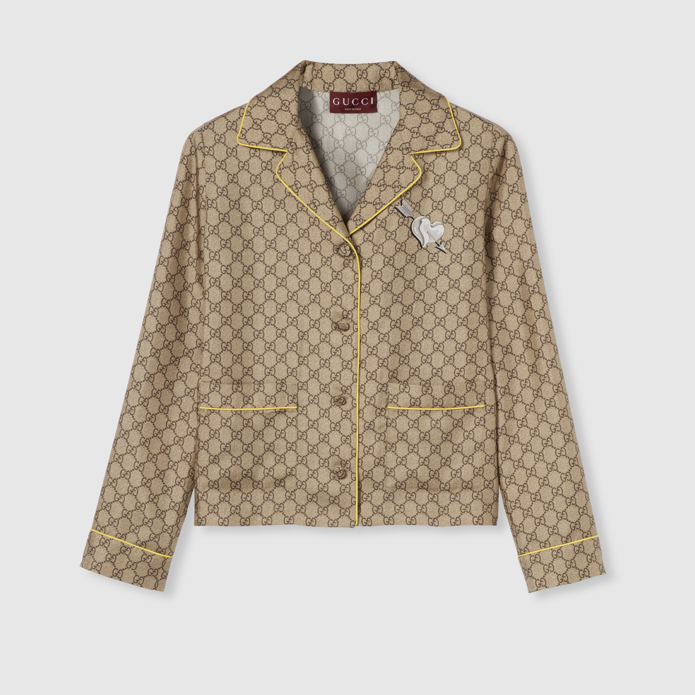 GG silk twill shirt with print - 1