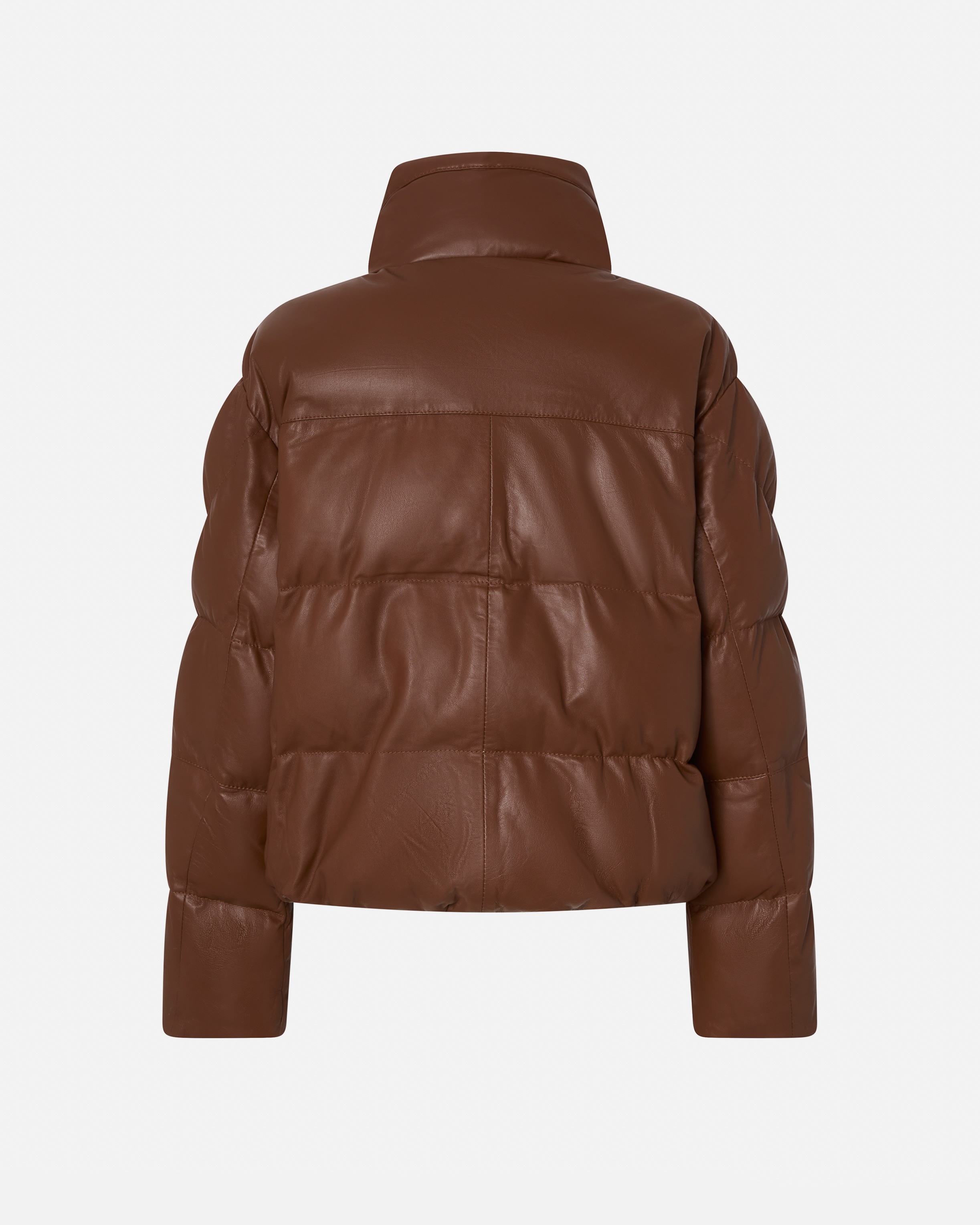 SHORT PADDED LEATHER HIGH-NECK JACKET - 6