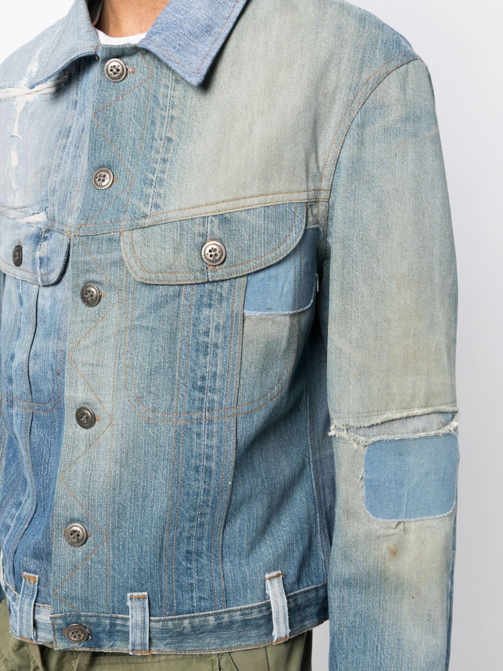 distressed-effect denim jacket - 5