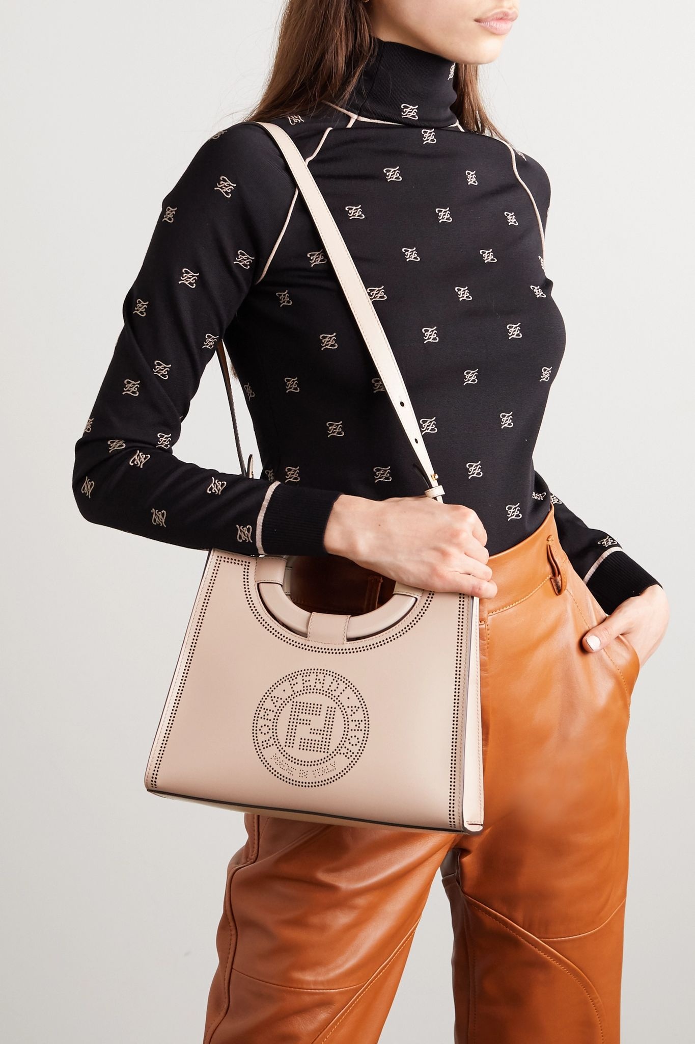 Runaway small perforated leather tote - 6