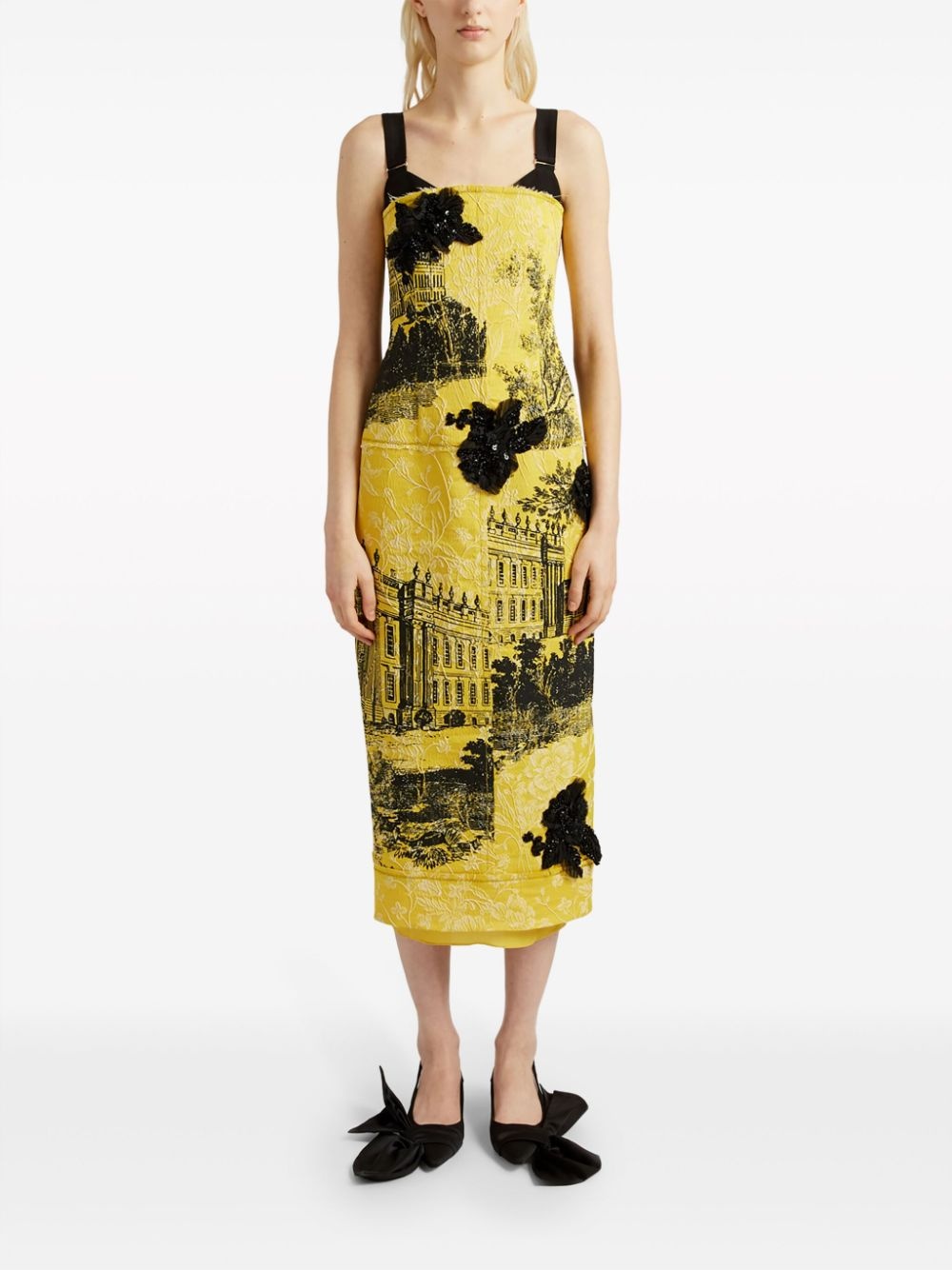 patterned-jacquard midi dress - 3