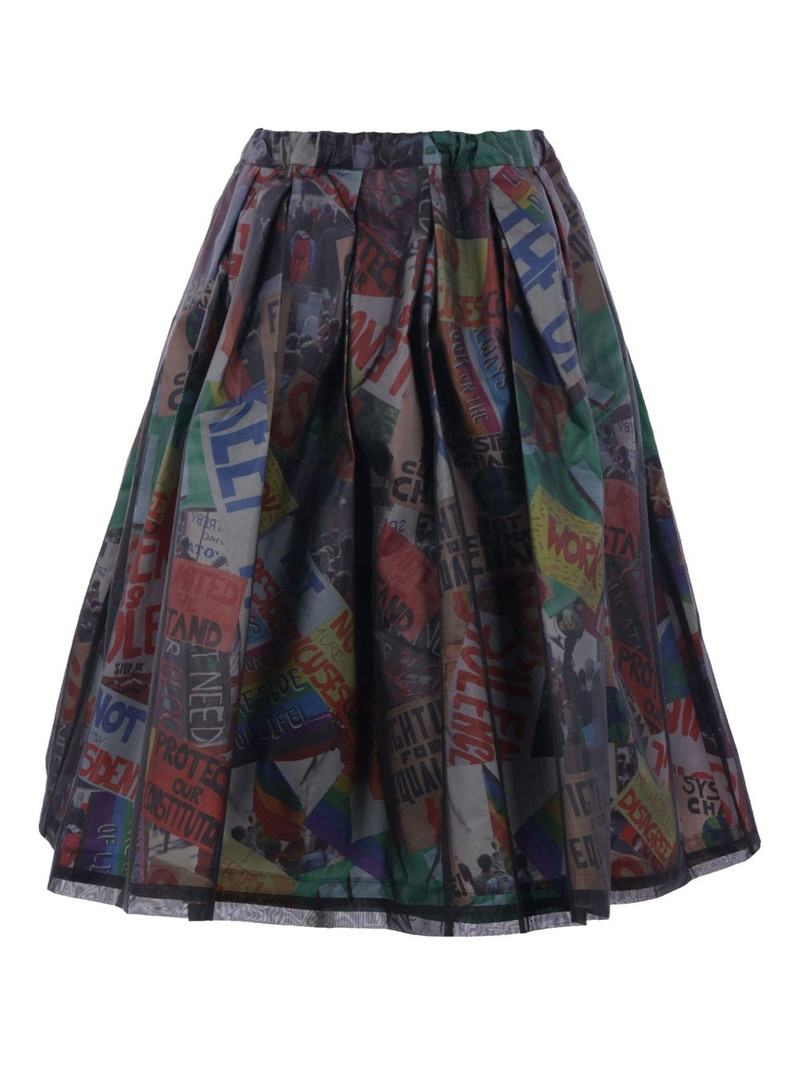 Comme Des Garçons printed pleated skirt outlook