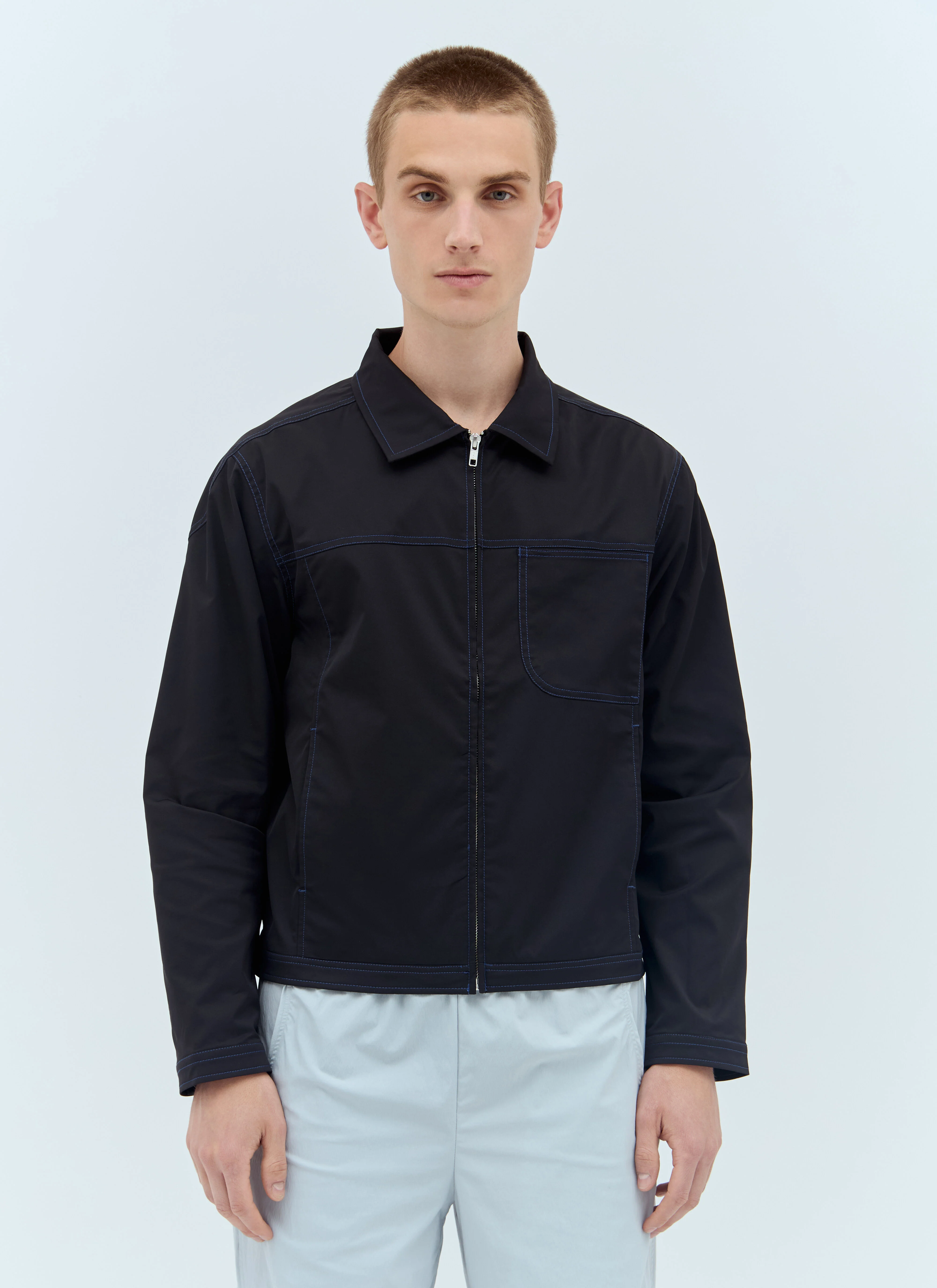 Topstitched Zip-Up Jacket - 1