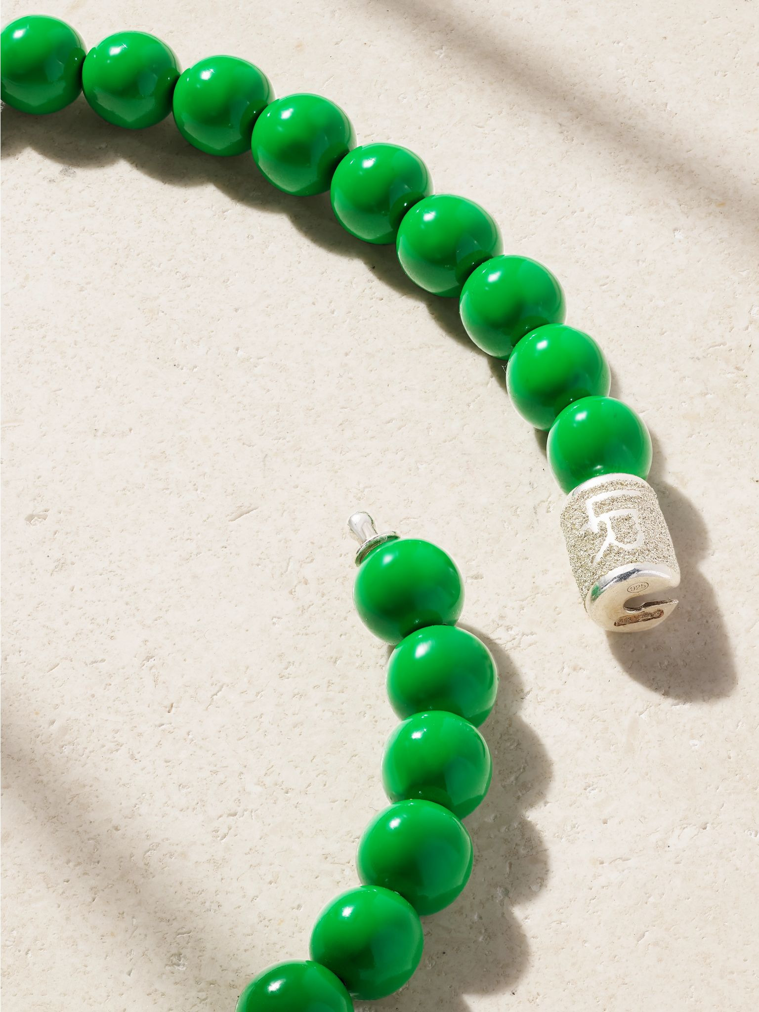 14-karat white gold, enamel and diamond necklace Green - 3