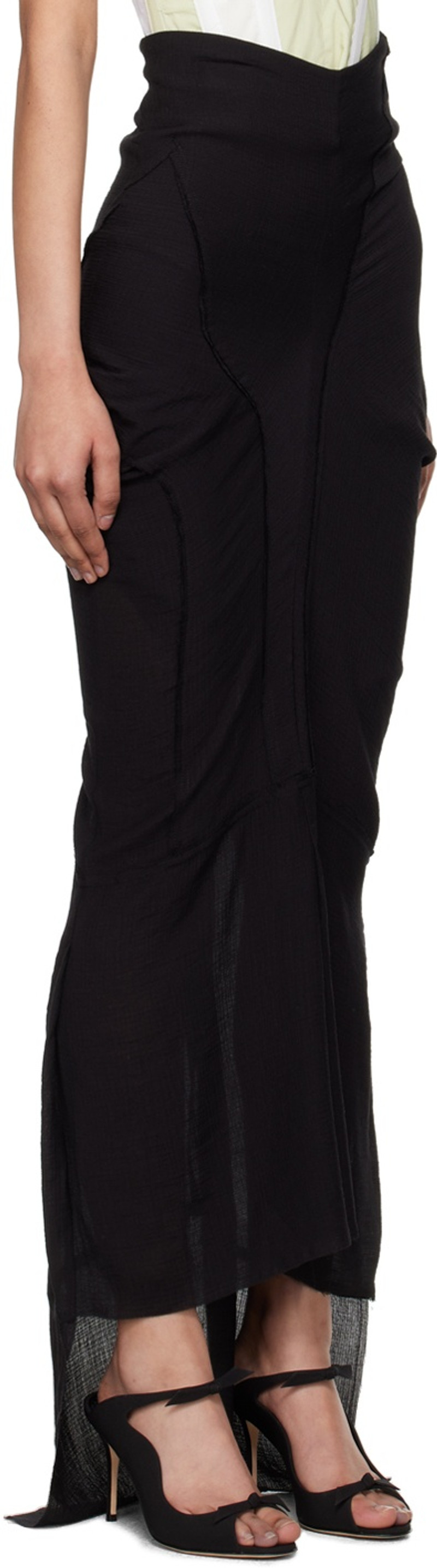 TALIA BYRE Black Draped Maxi Skirt outlook
