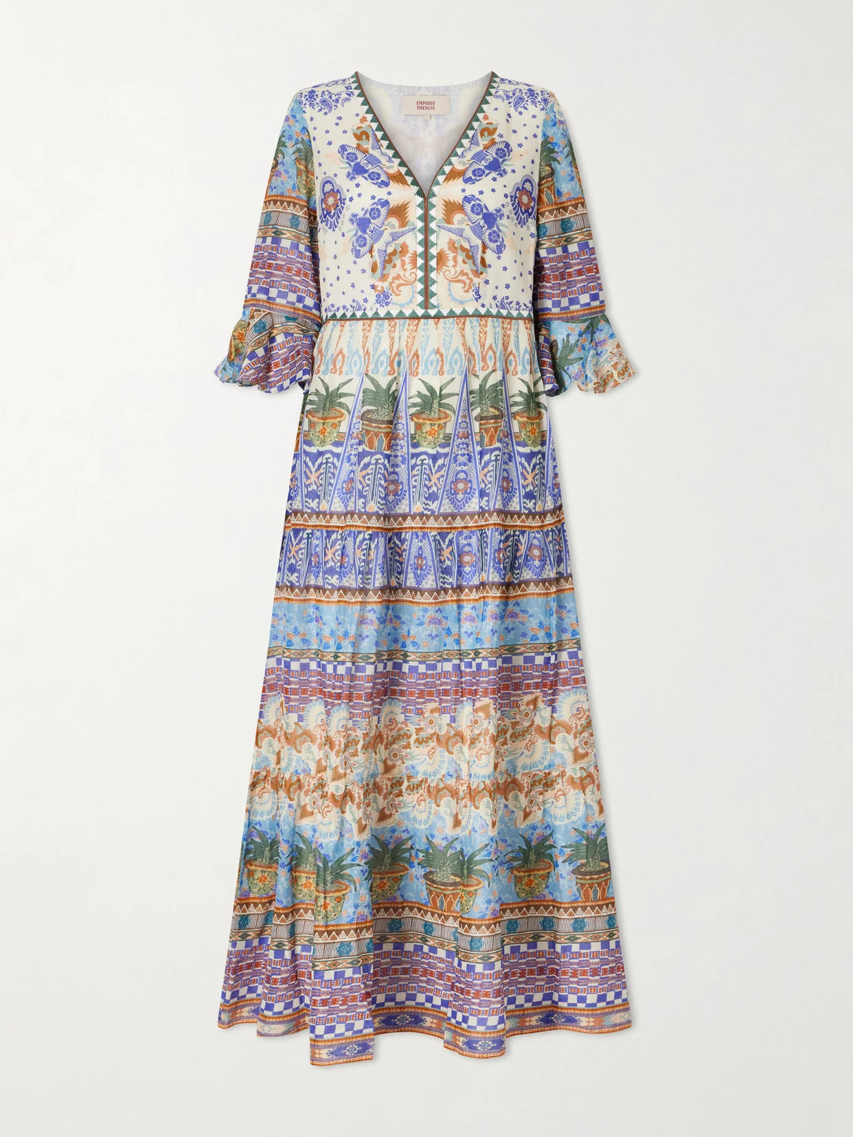 Bella Pleated Printed Cotton Maxi Dress - 1