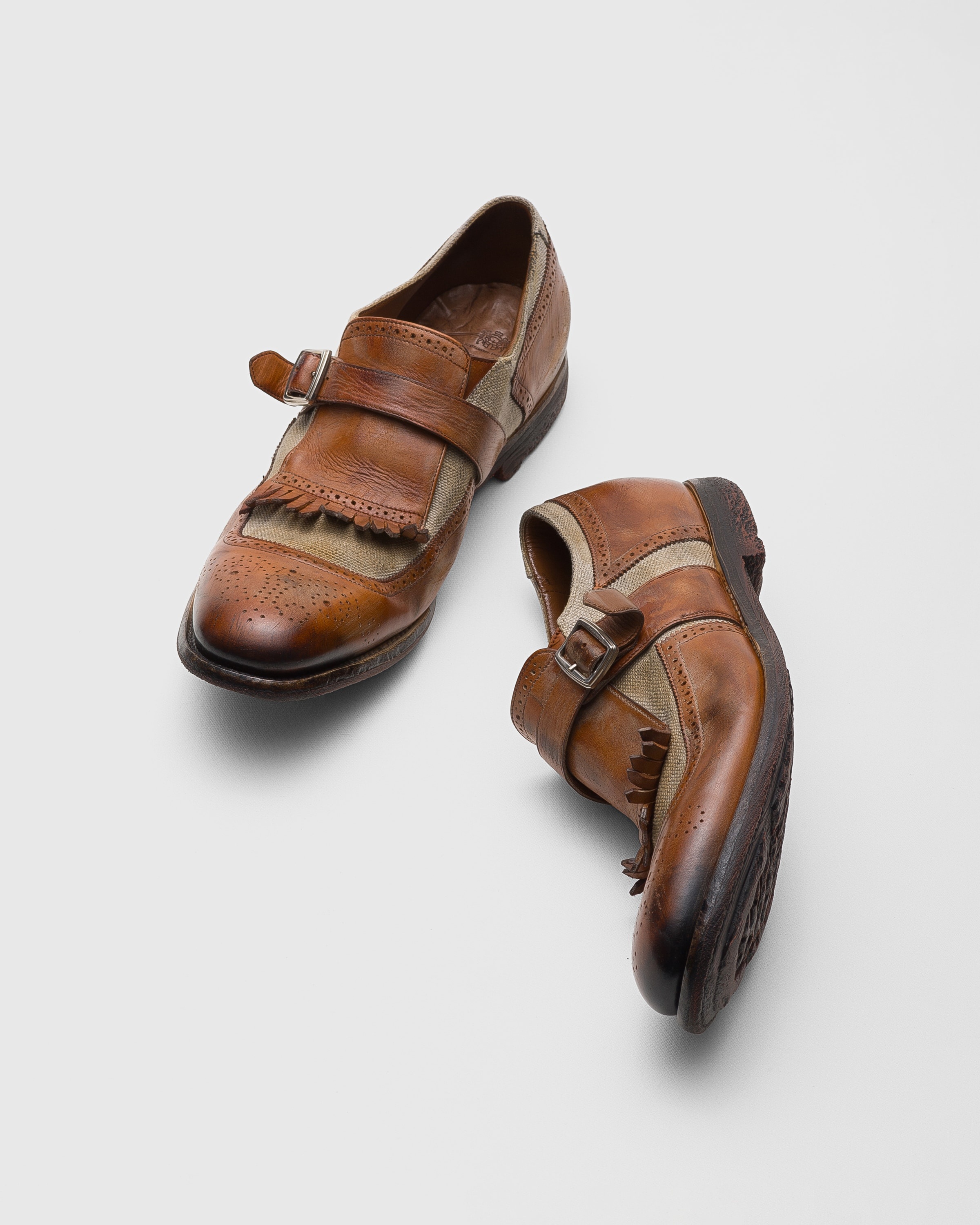 Monk Straps in calfskin and fabric - 3