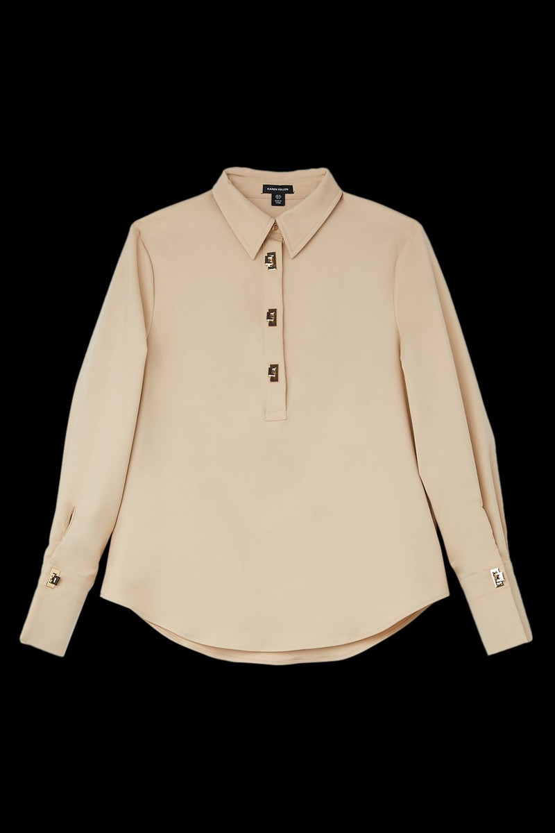 Techno Cotton Woven Shirt With Gold Clasp - 1
