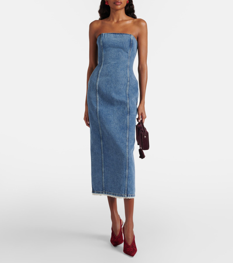 MAGDA BUTRYM Crochet-trimmed denim midi dress outlook