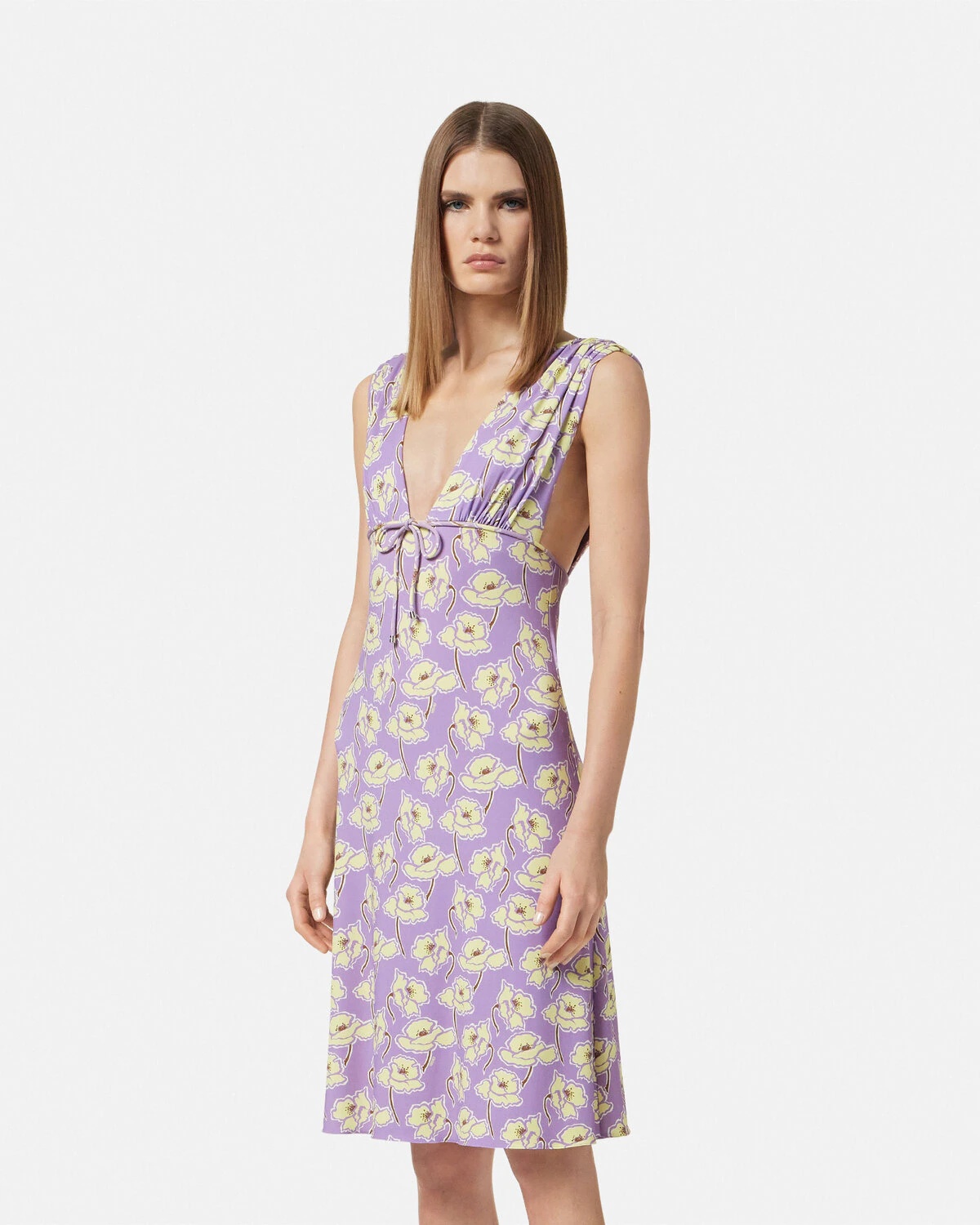 Poppies V-Neck Midi Dress - 4