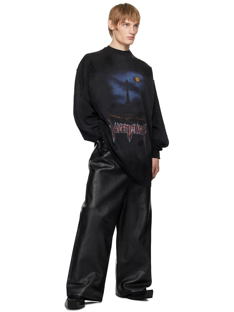 BALENCIAGA Black Paris Moon Double Front Long Sleeve T-shirt outlook