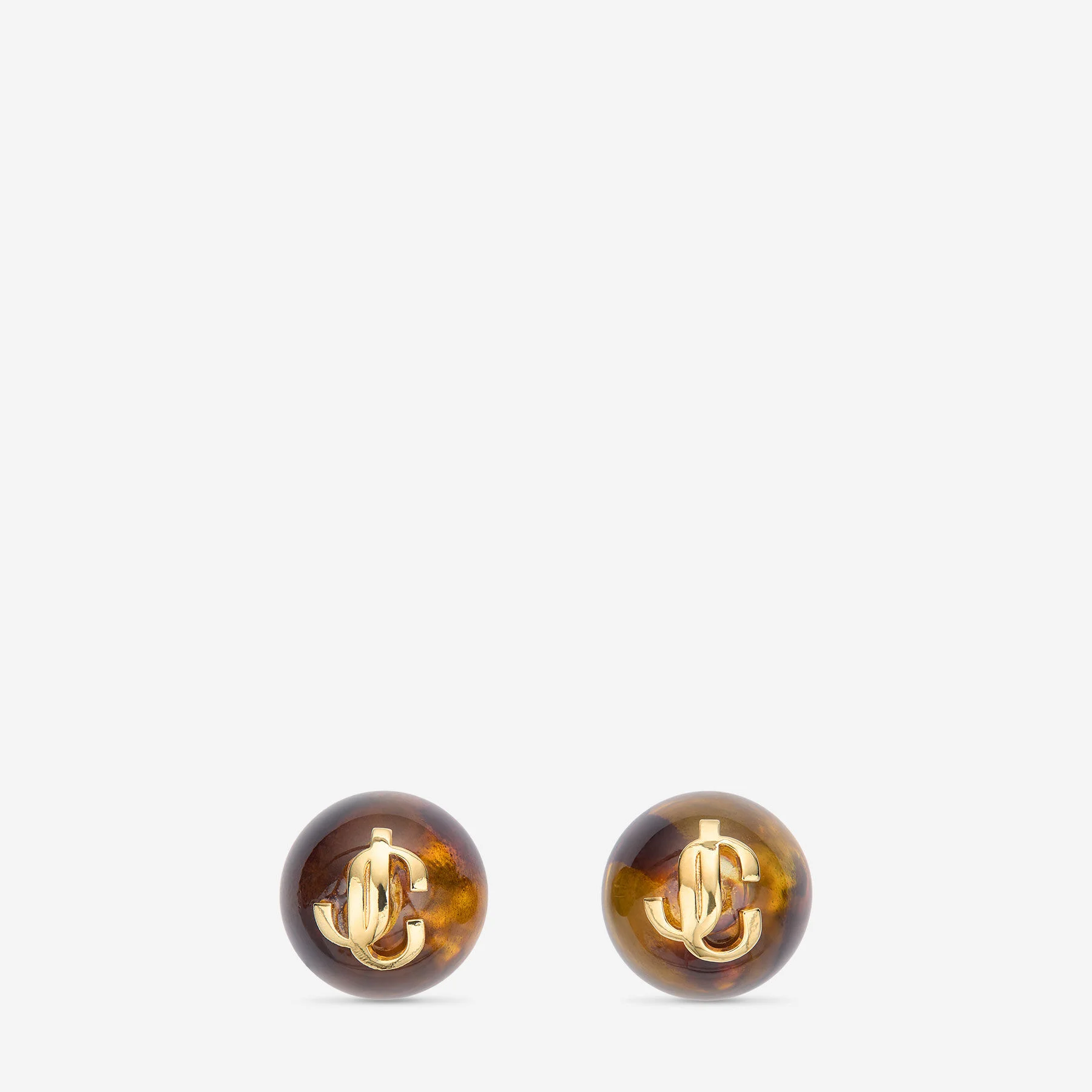 Beads Earrings Tortoiseshell and Gold Finish Metal and Acrylic Stud Earrings - 1