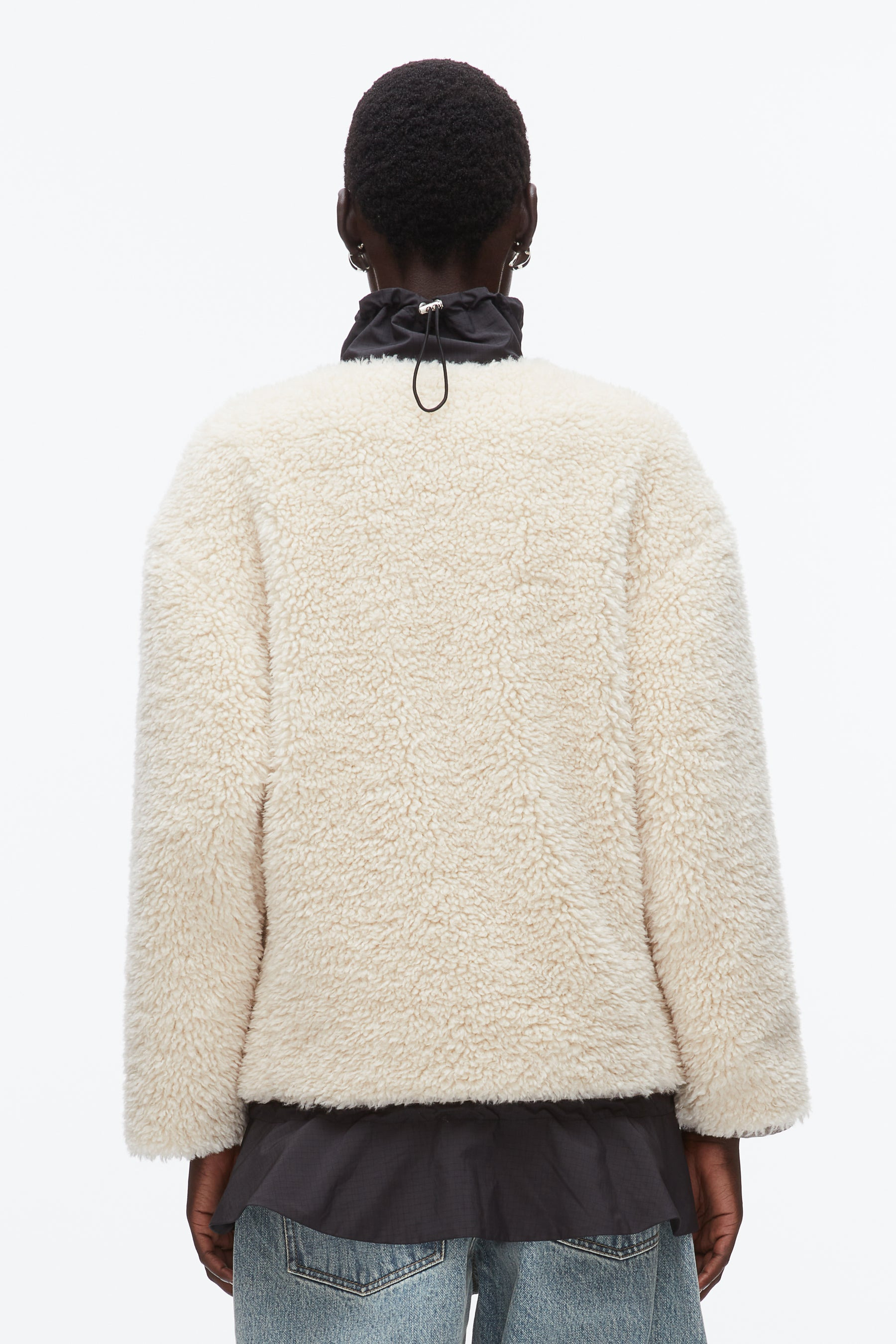 Flounce Hem Sherpa Jacket - 4