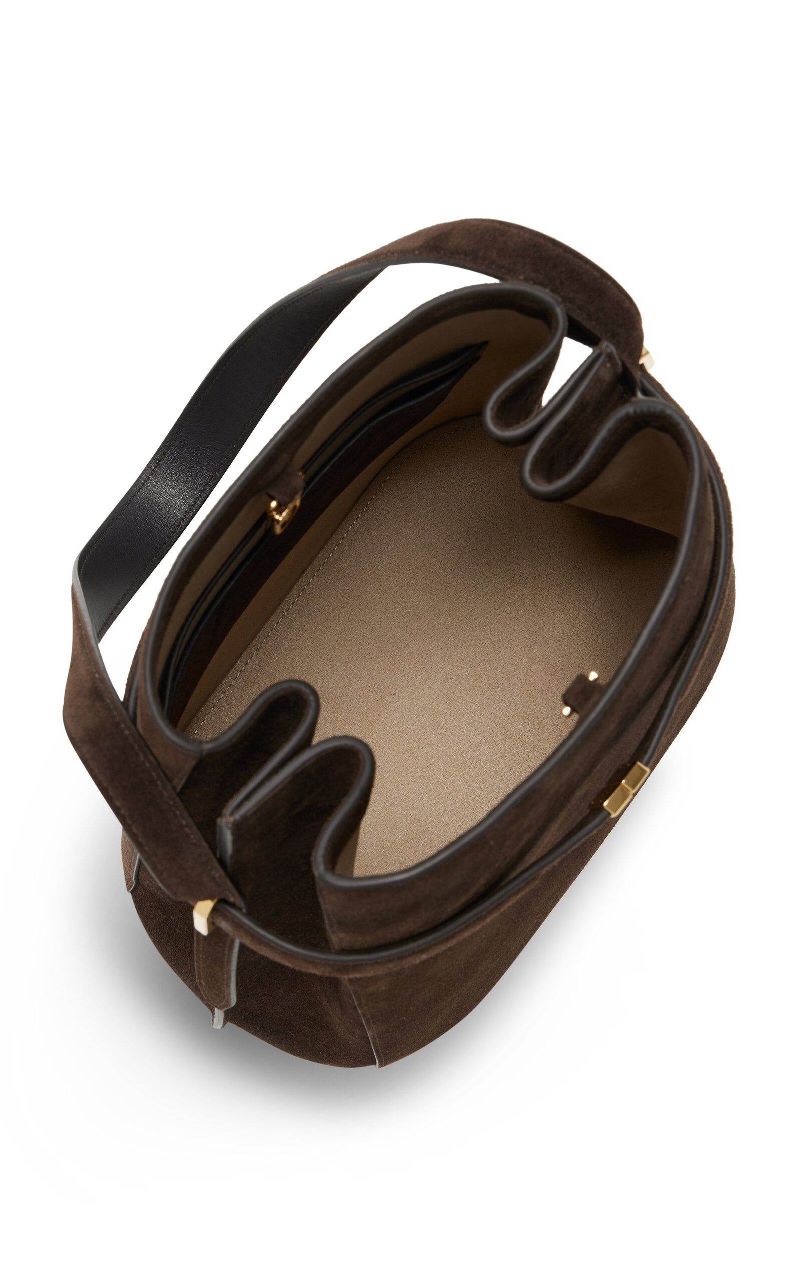 Belted Suede Bucket Bag brown - 5
