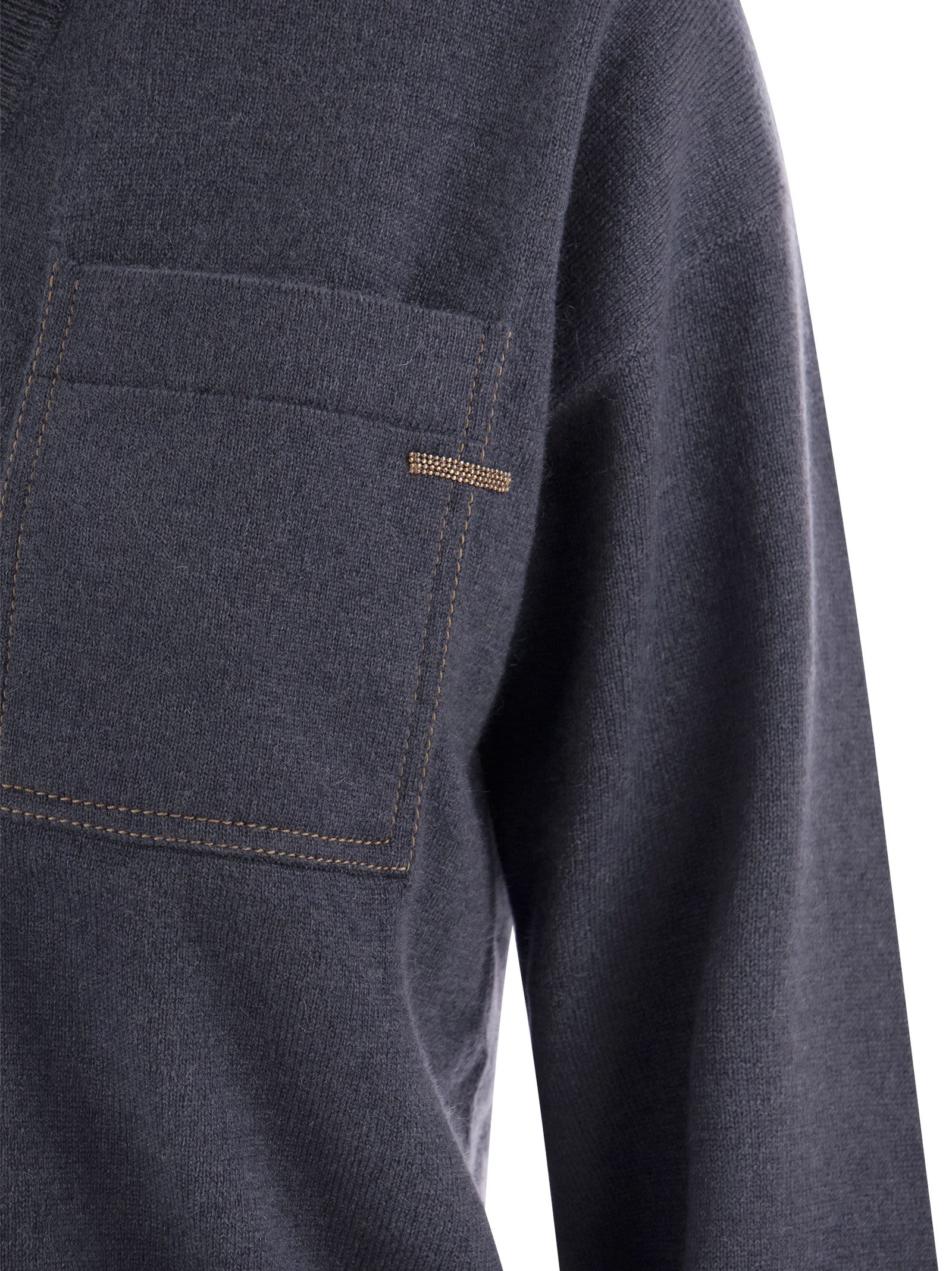 Brunello Cucinelli Women Cashmere Sweater With Pocket - 4