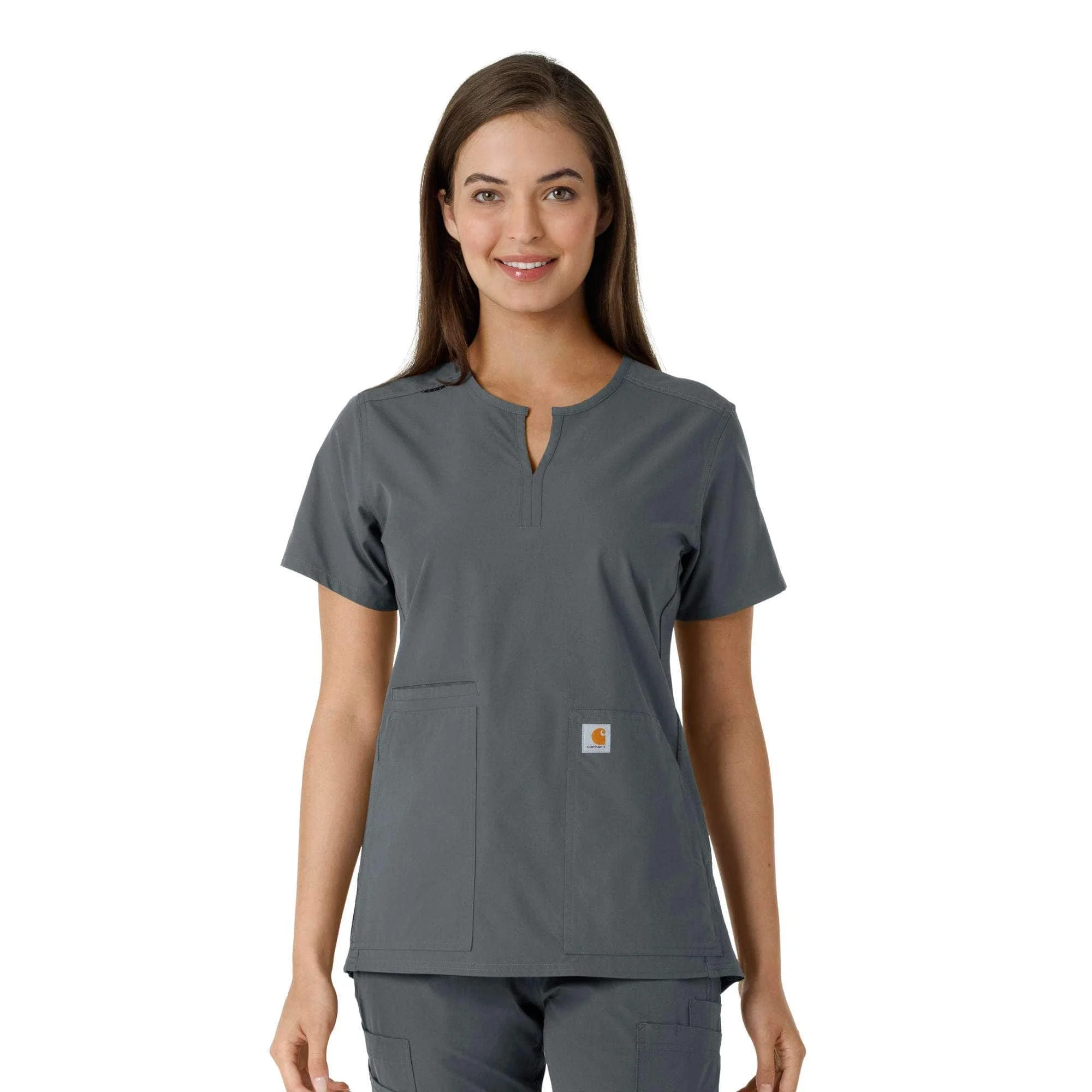 Women's Force Essentials Notch Neck Tunic Knit Panel Scrub Top - 1